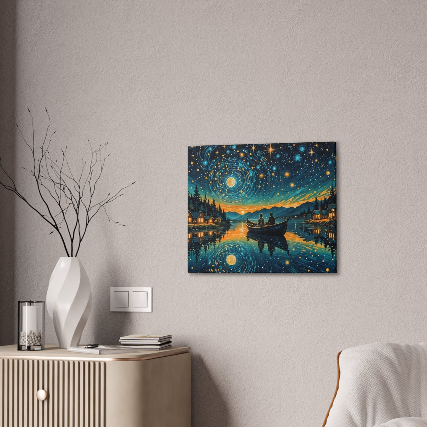 CanvasPrint Starry Night at the Lake, Home Decor, Wall Art