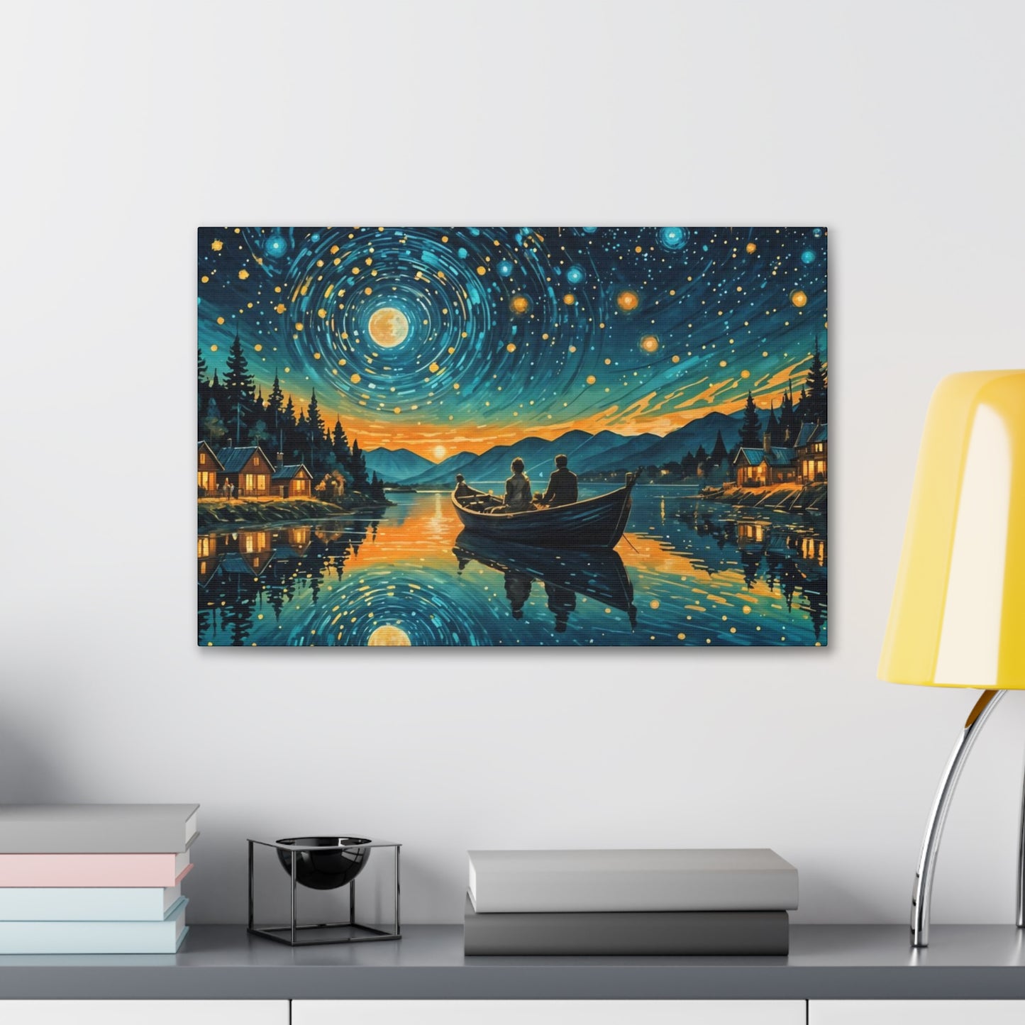 CanvasPrint Starry Night at the Lake, Home Decor, Wall Art
