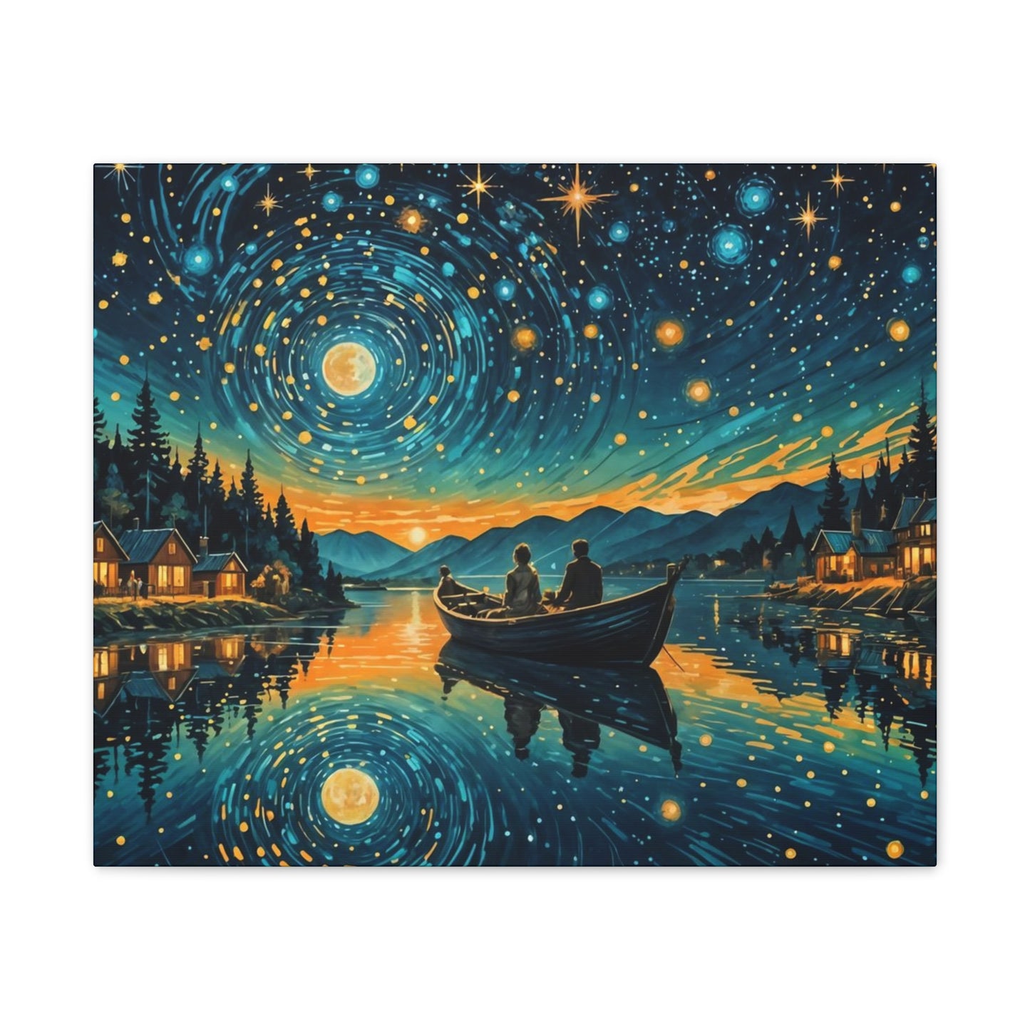 CanvasPrint Starry Night at the Lake, Home Decor, Wall Art