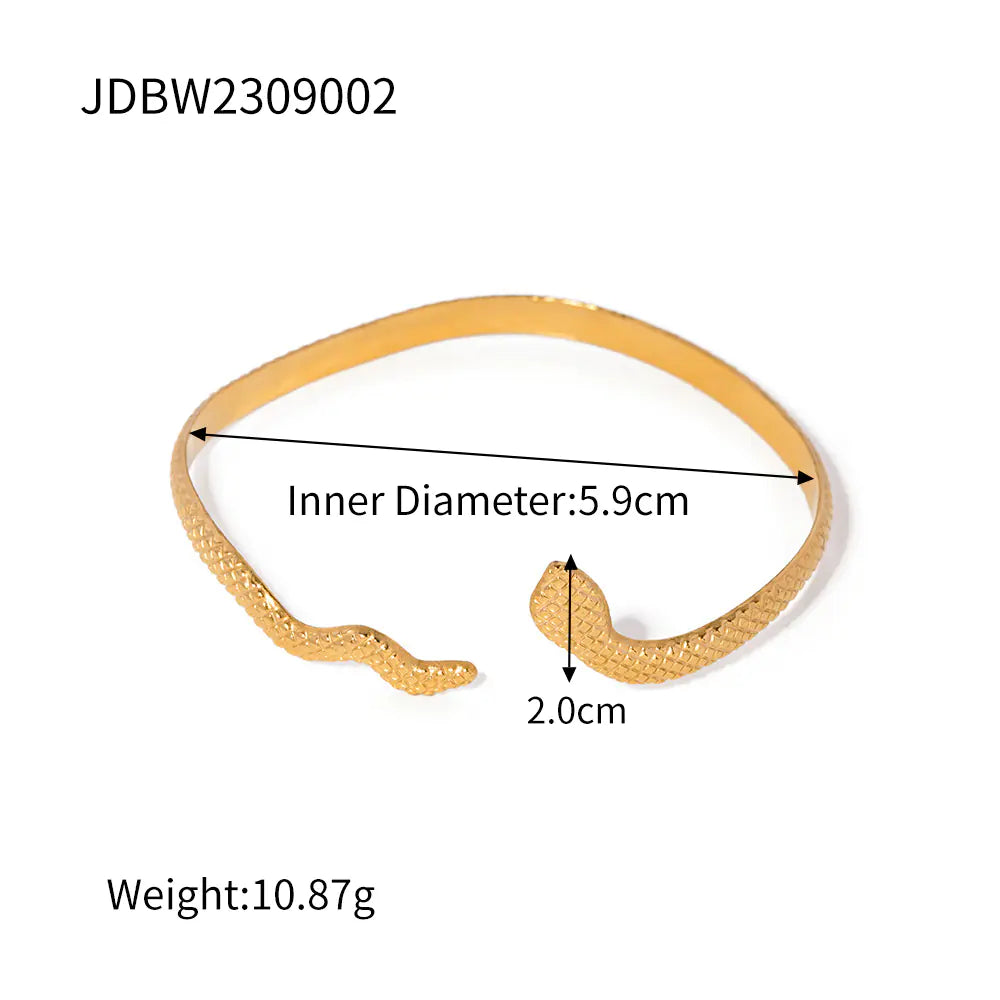 18K Gold Plated Stainless Steel Snake Design Bangle