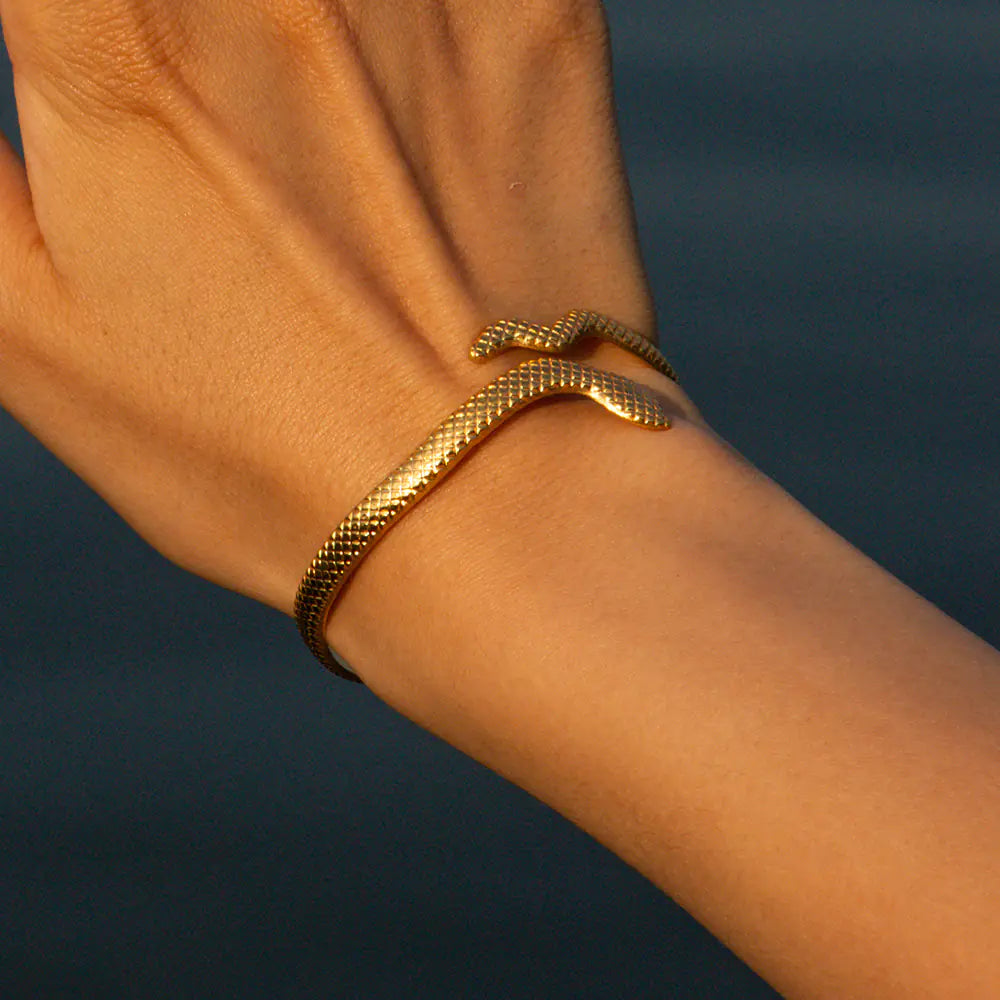 18K Gold Plated Stainless Steel Snake Design Bangle