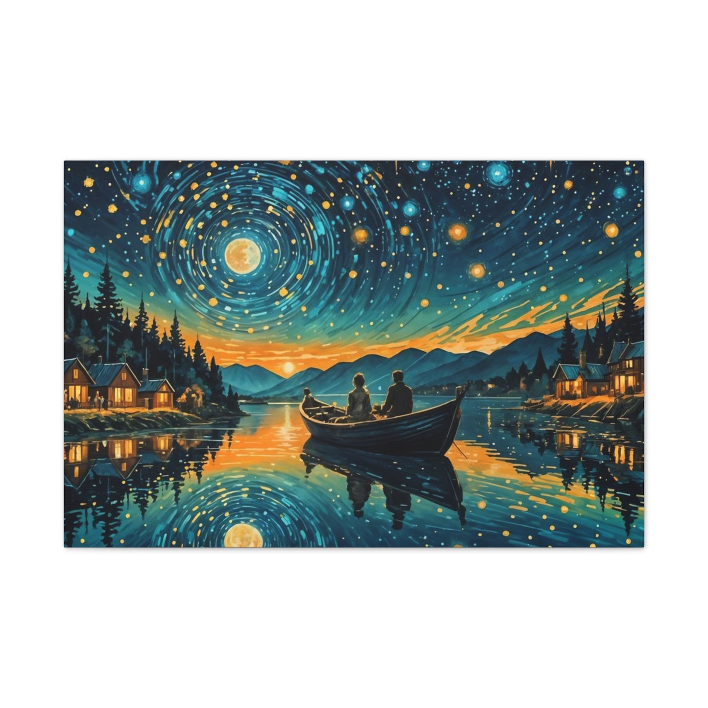 CanvasPrint Starry Night at the Lake, Home Decor, Wall Art