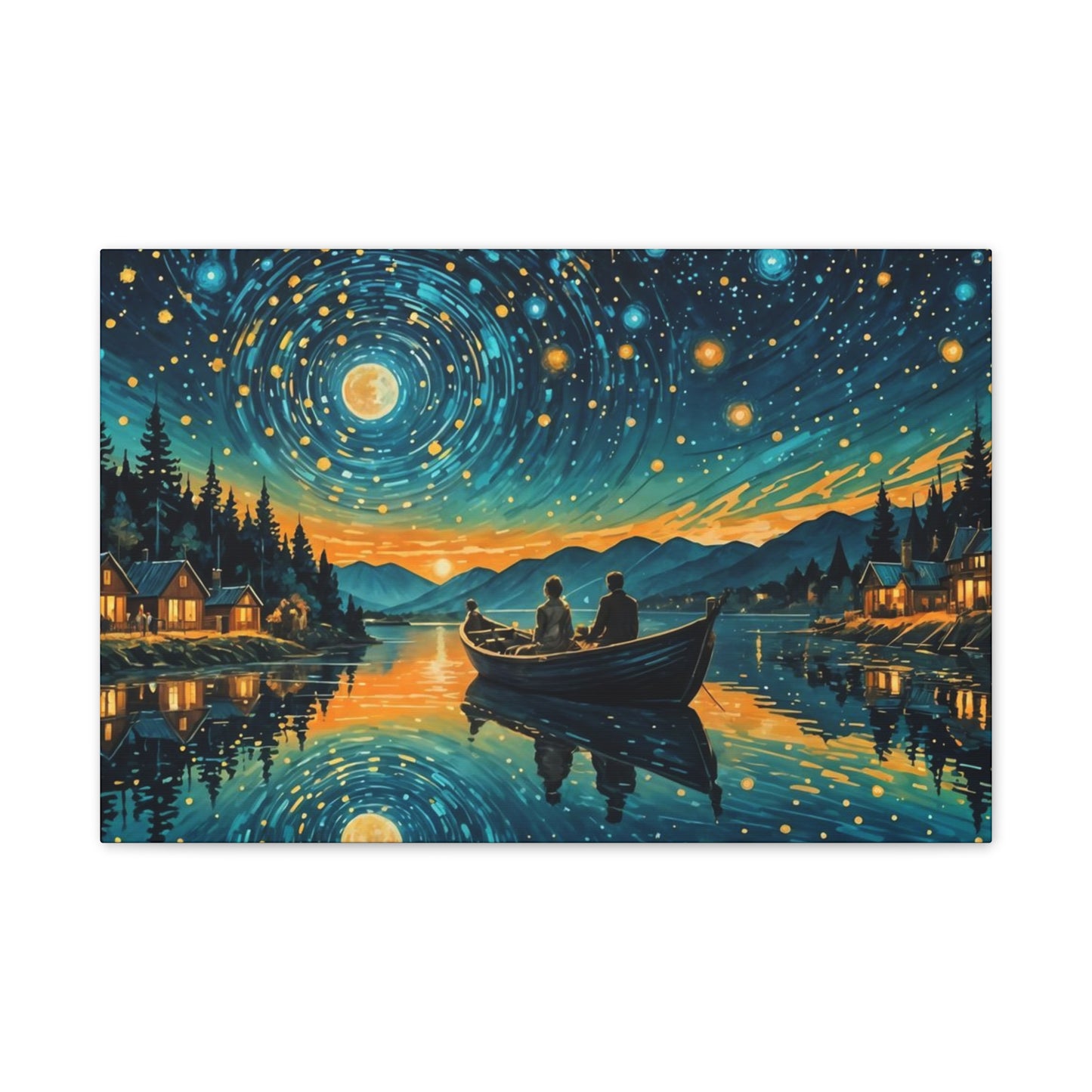 CanvasPrint Starry Night at the Lake, Home Decor, Wall Art