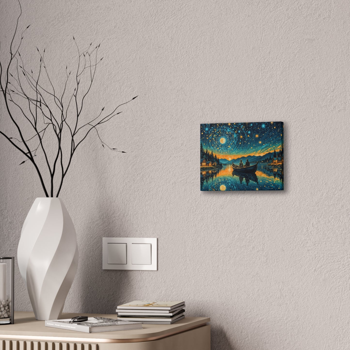CanvasPrint Starry Night at the Lake, Home Decor, Wall Art