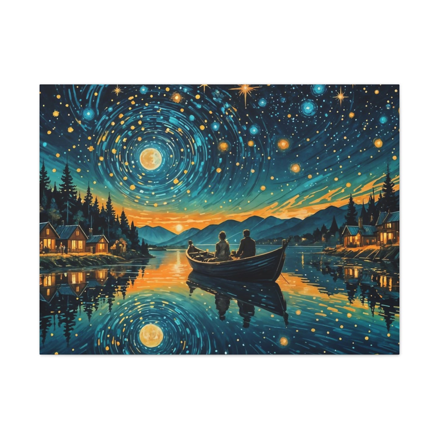 CanvasPrint Starry Night at the Lake, Home Decor, Wall Art