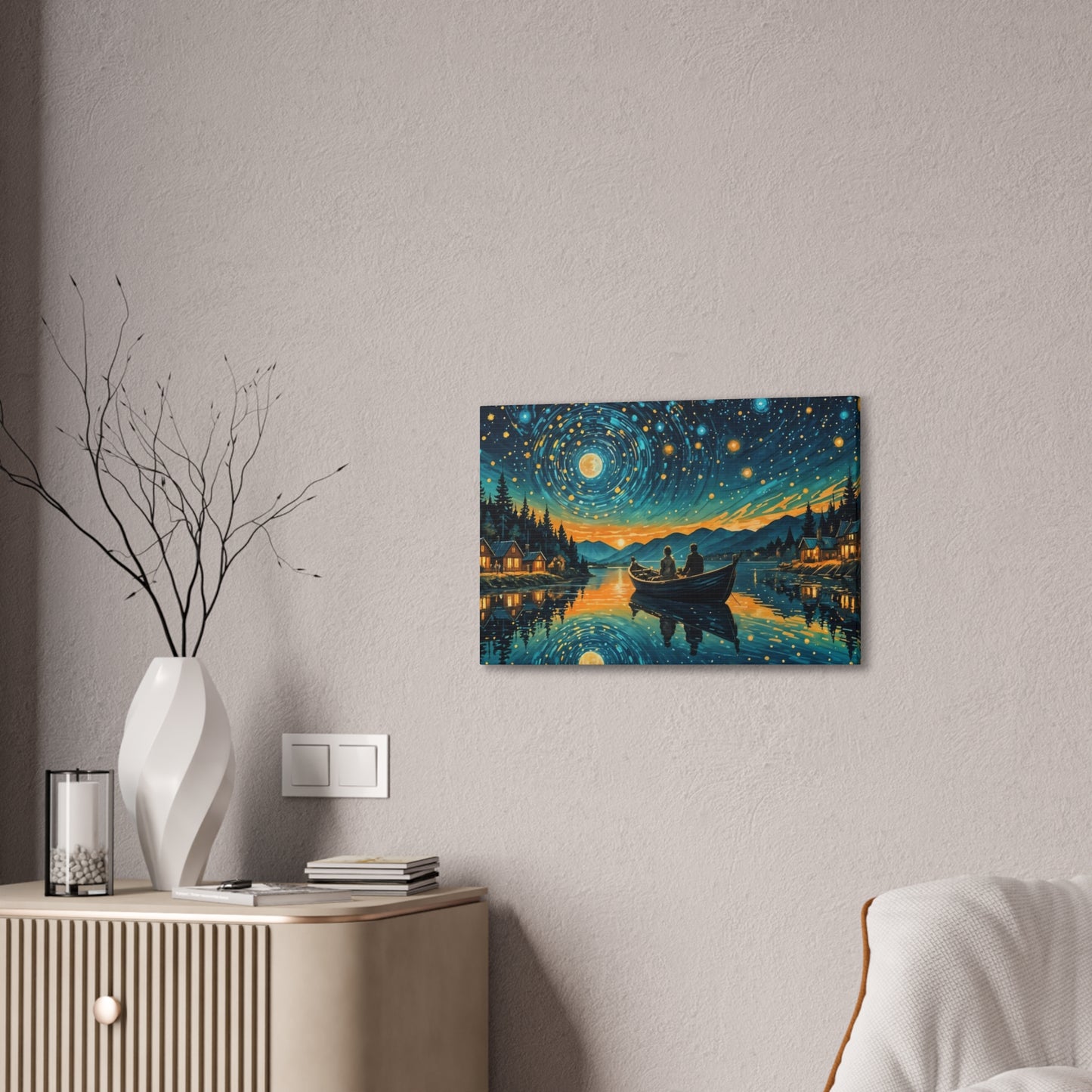 CanvasPrint Starry Night at the Lake, Home Decor, Wall Art