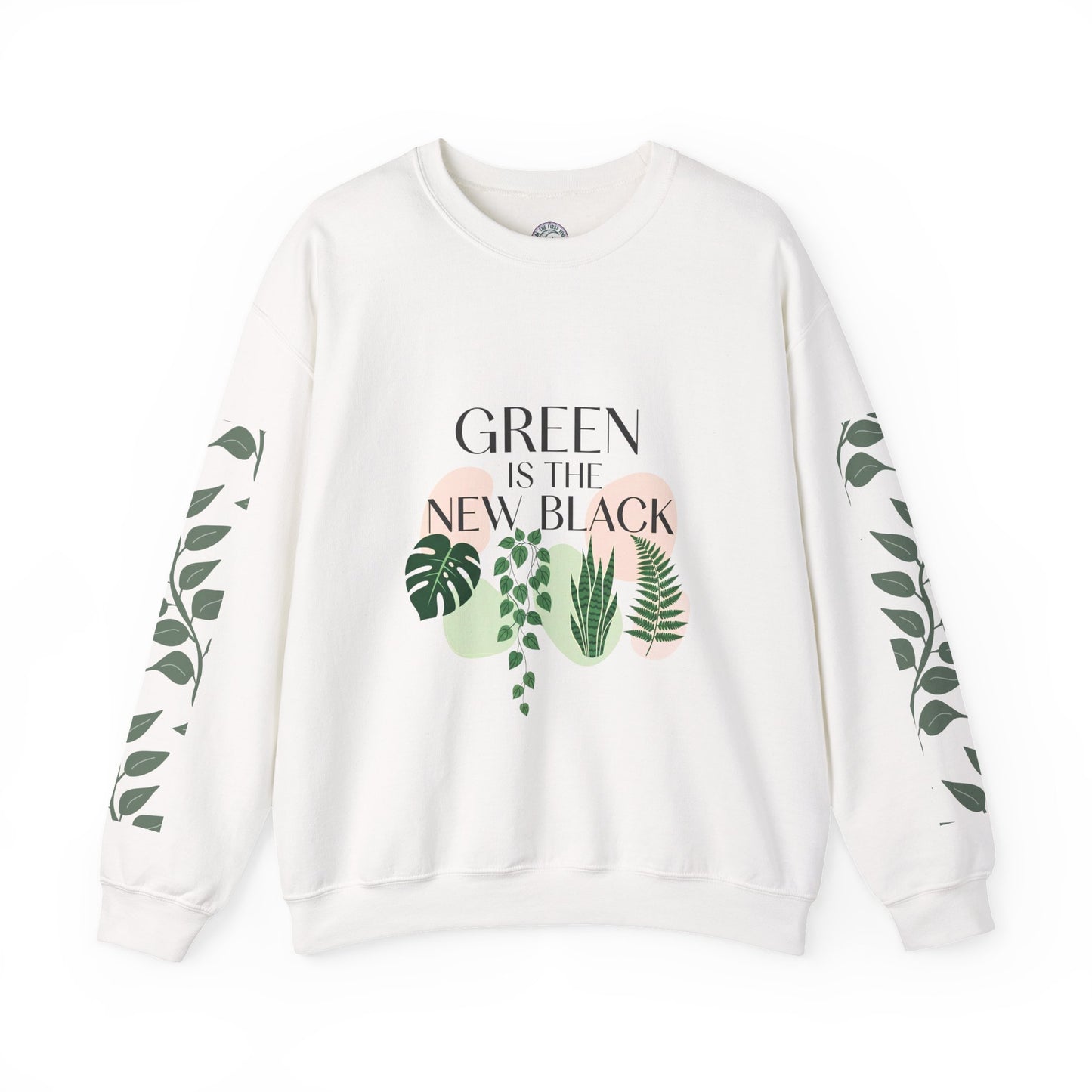 Eco-Friendly Botanical Sweatshirt, Green is the New Black, Plant Lover Gift, Crewneck Sweatshirt, Vintage Floral Design, Cozy Fashion