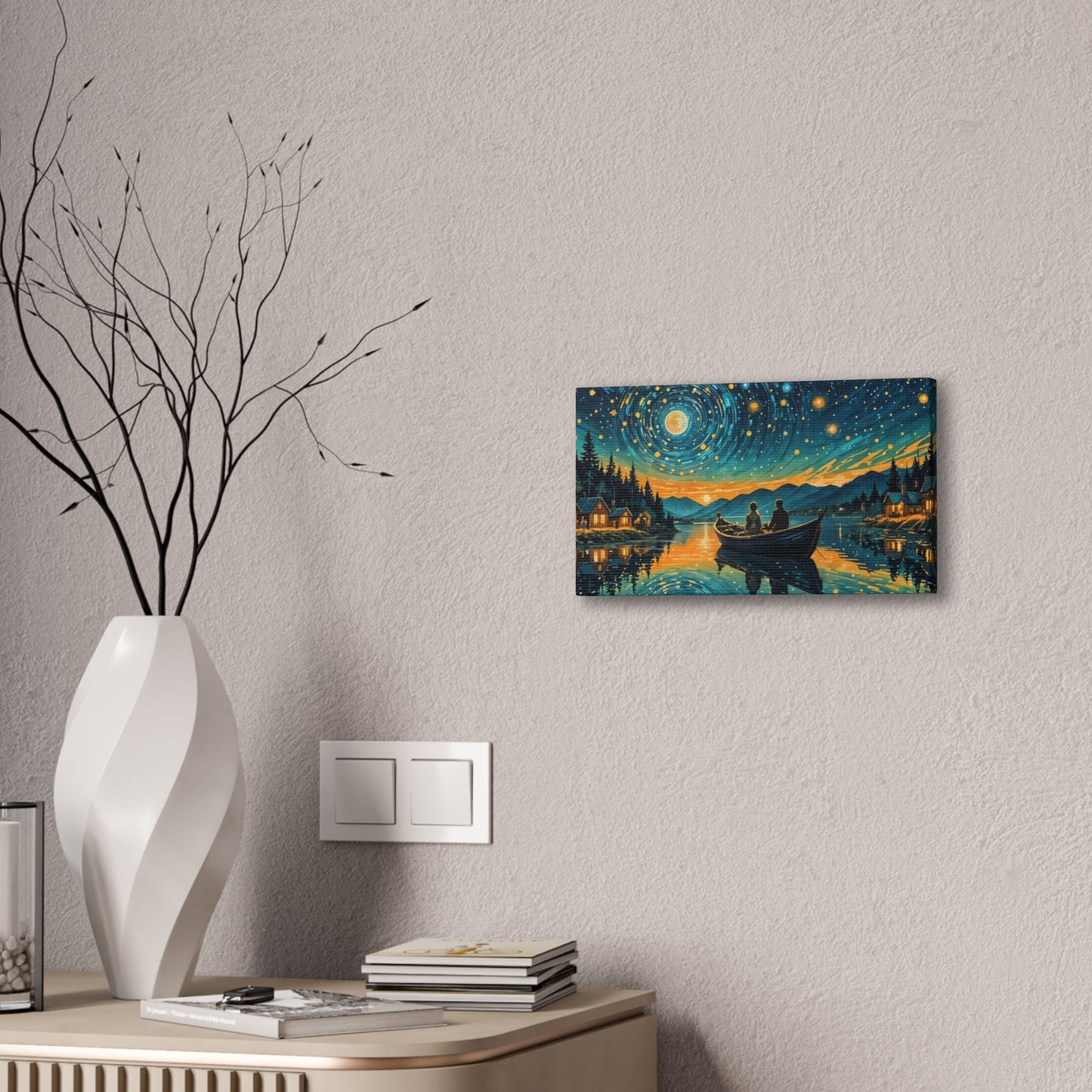 CanvasPrint Starry Night at the Lake, Home Decor, Wall Art