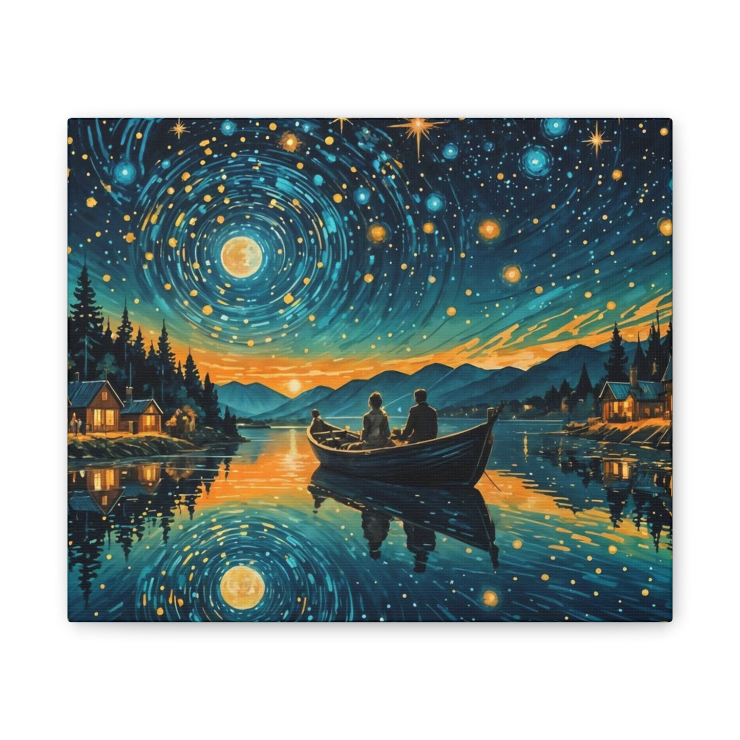 CanvasPrint Starry Night at the Lake, Home Decor, Wall Art