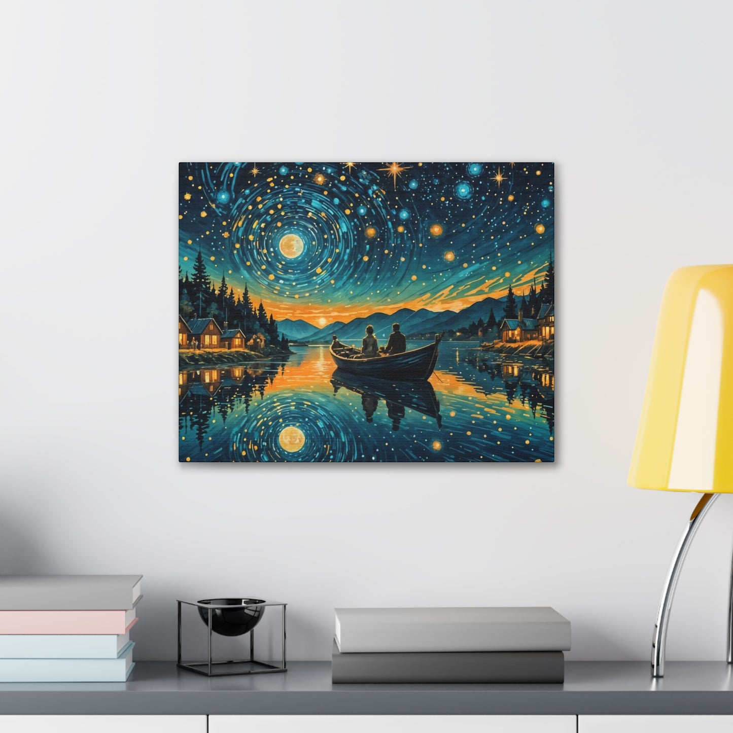 CanvasPrint Starry Night at the Lake, Home Decor, Wall Art
