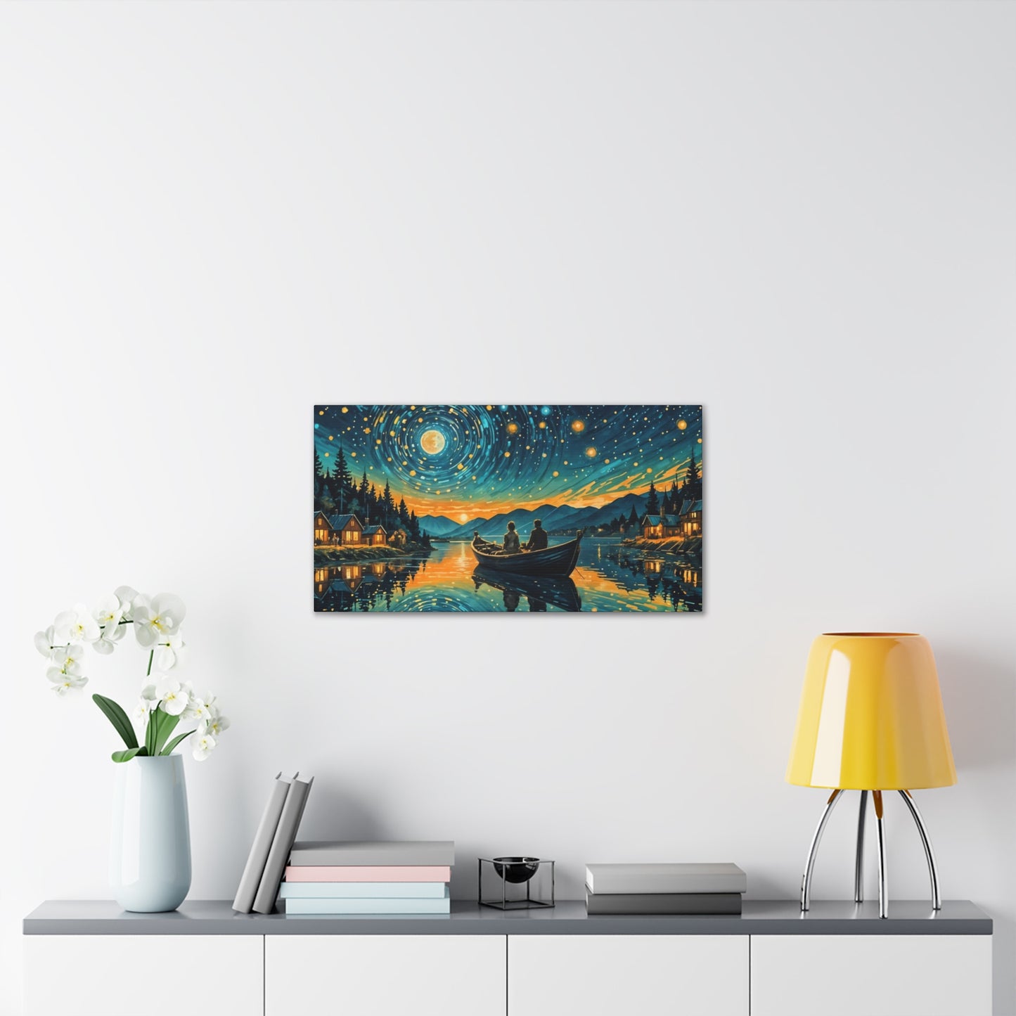 CanvasPrint Starry Night at the Lake, Home Decor, Wall Art