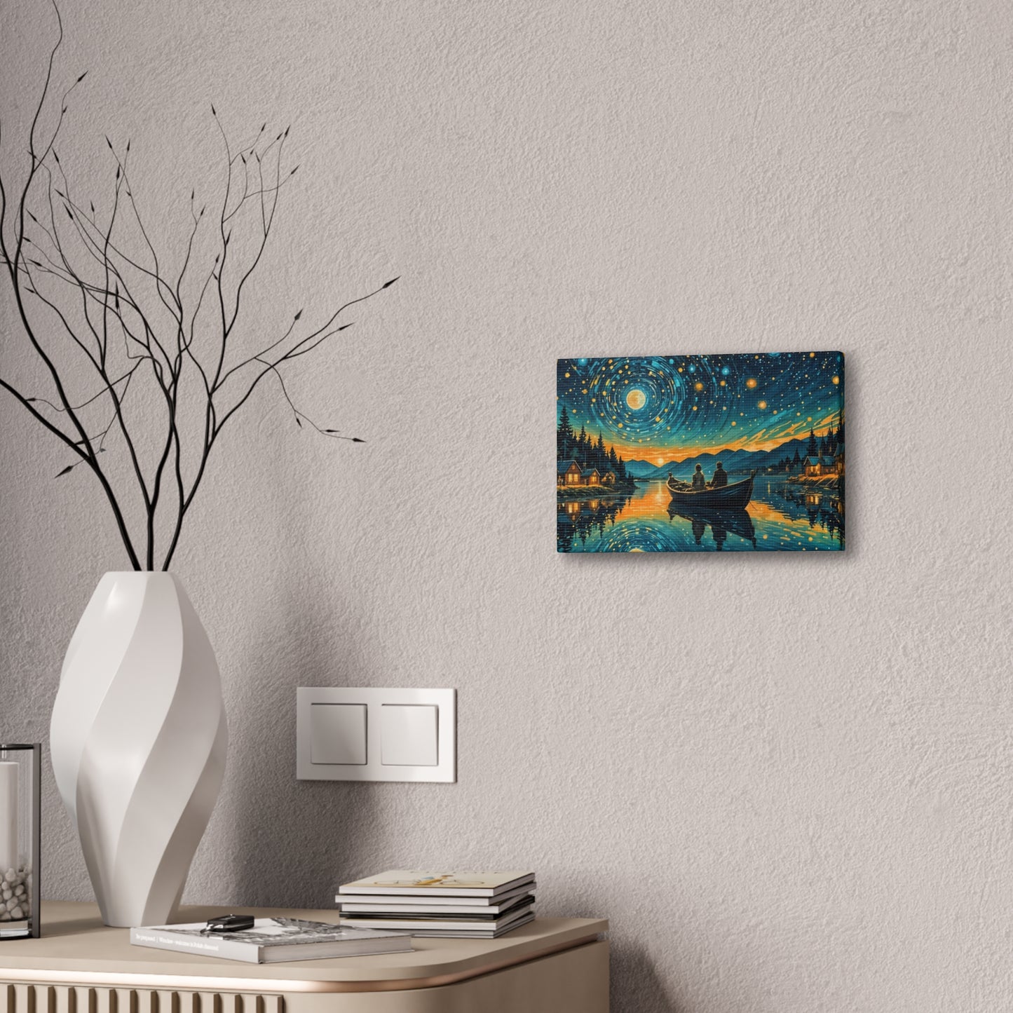 CanvasPrint Starry Night at the Lake, Home Decor, Wall Art
