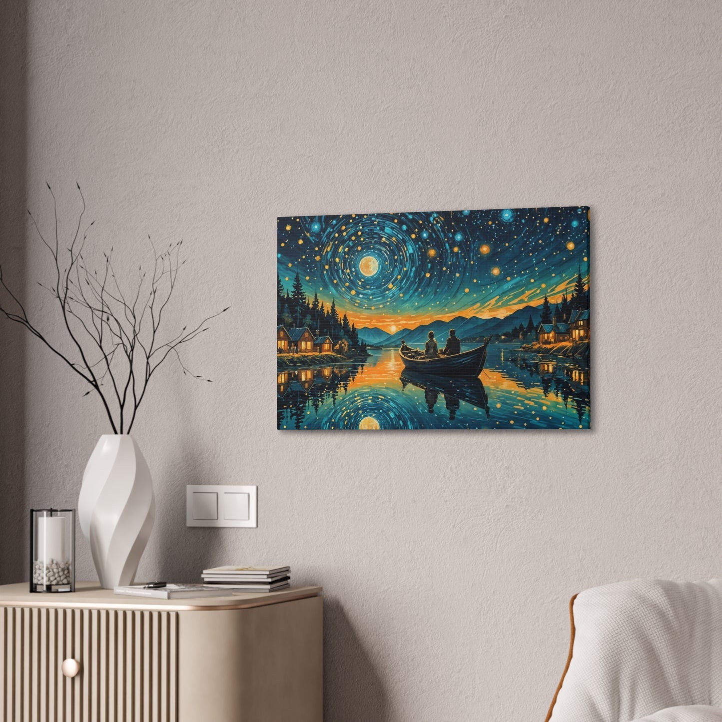 CanvasPrint Starry Night at the Lake, Home Decor, Wall Art
