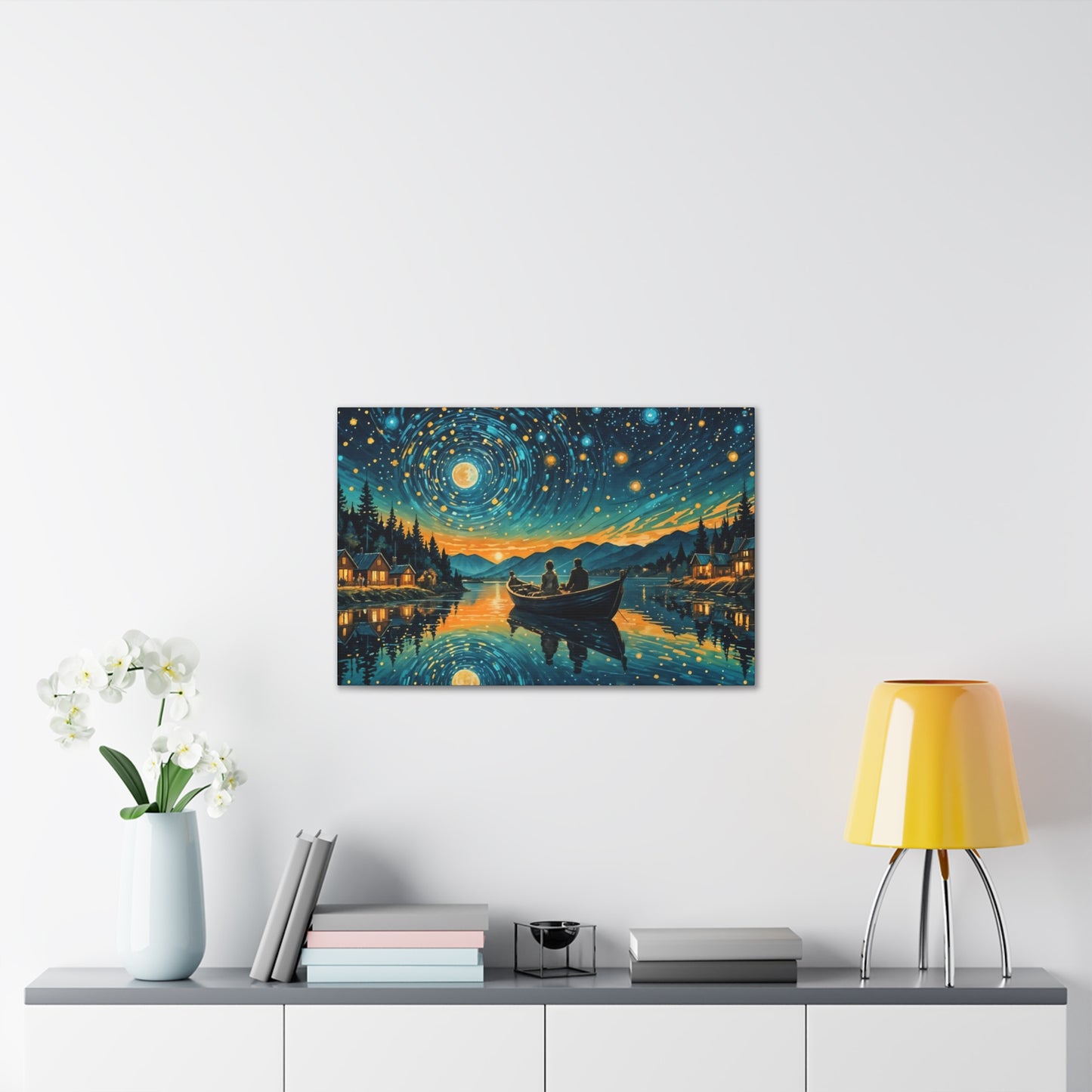 CanvasPrint Starry Night at the Lake, Home Decor, Wall Art