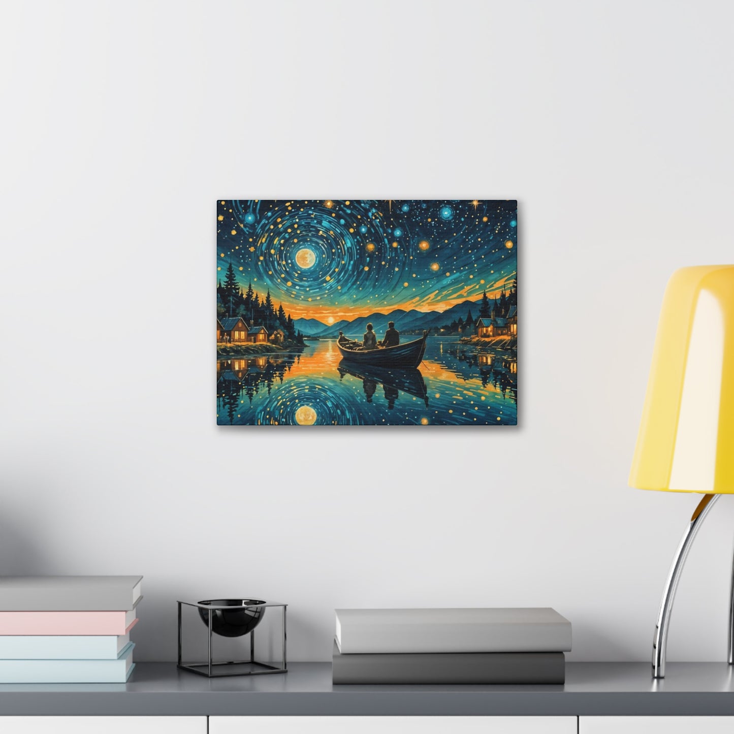 CanvasPrint Starry Night at the Lake, Home Decor, Wall Art