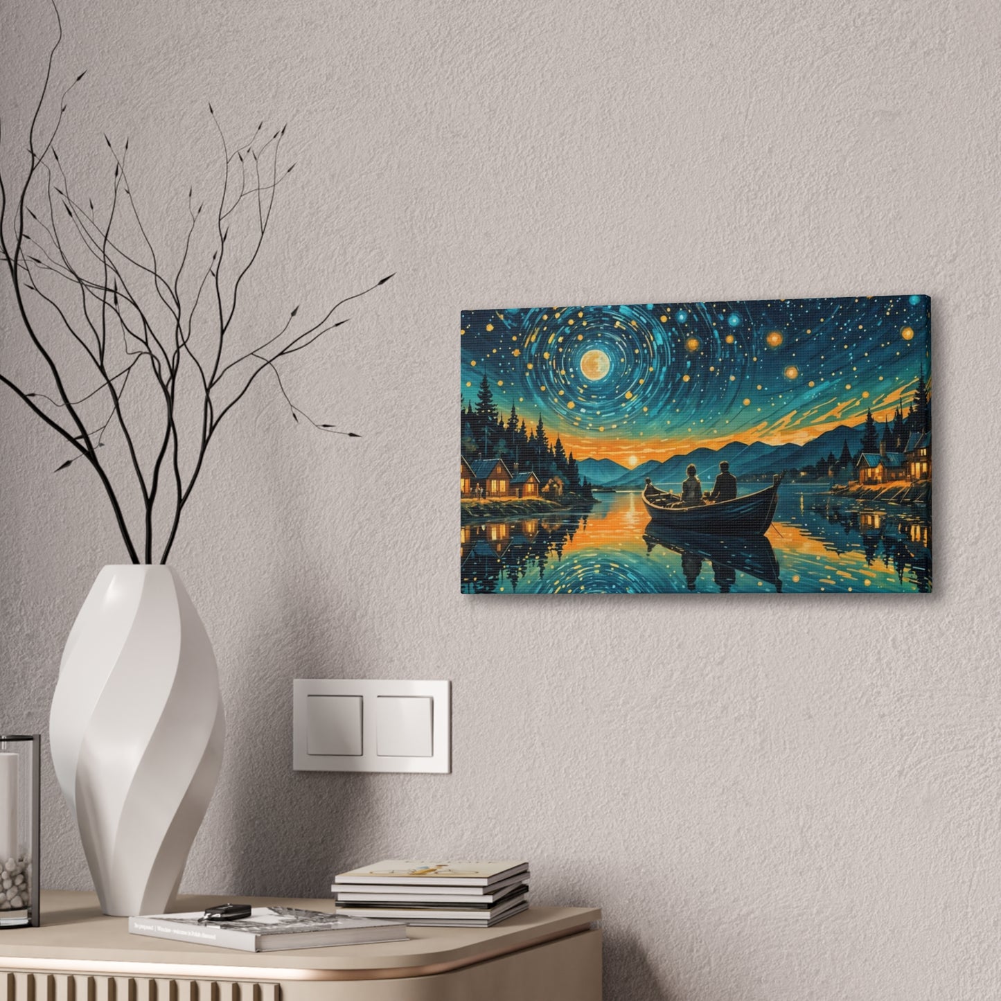 CanvasPrint Starry Night at the Lake, Home Decor, Wall Art