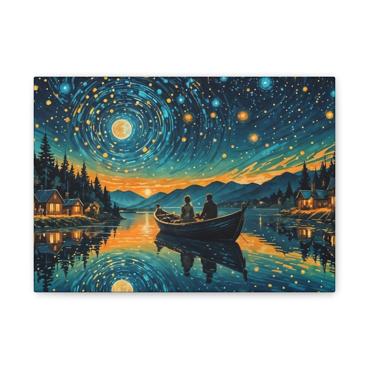 CanvasPrint Starry Night at the Lake, Home Decor, Wall Art