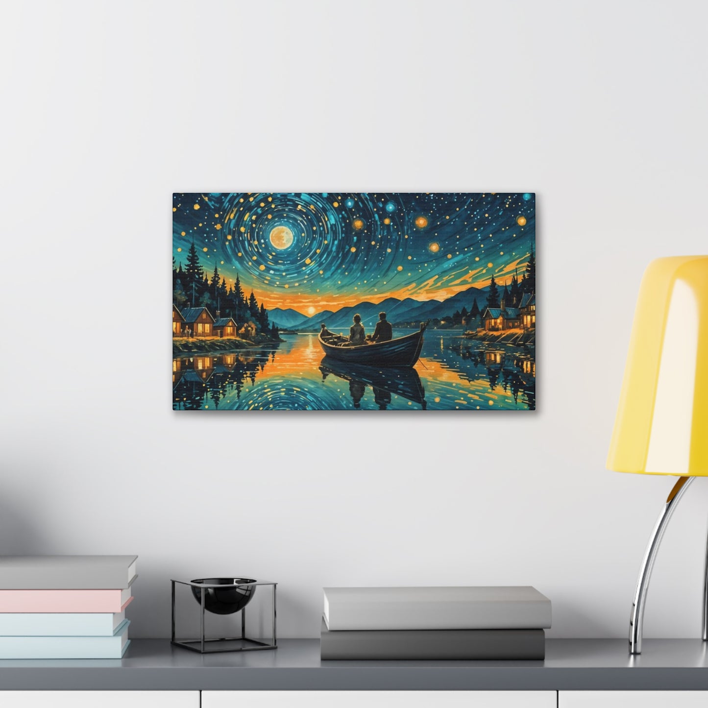 CanvasPrint Starry Night at the Lake, Home Decor, Wall Art