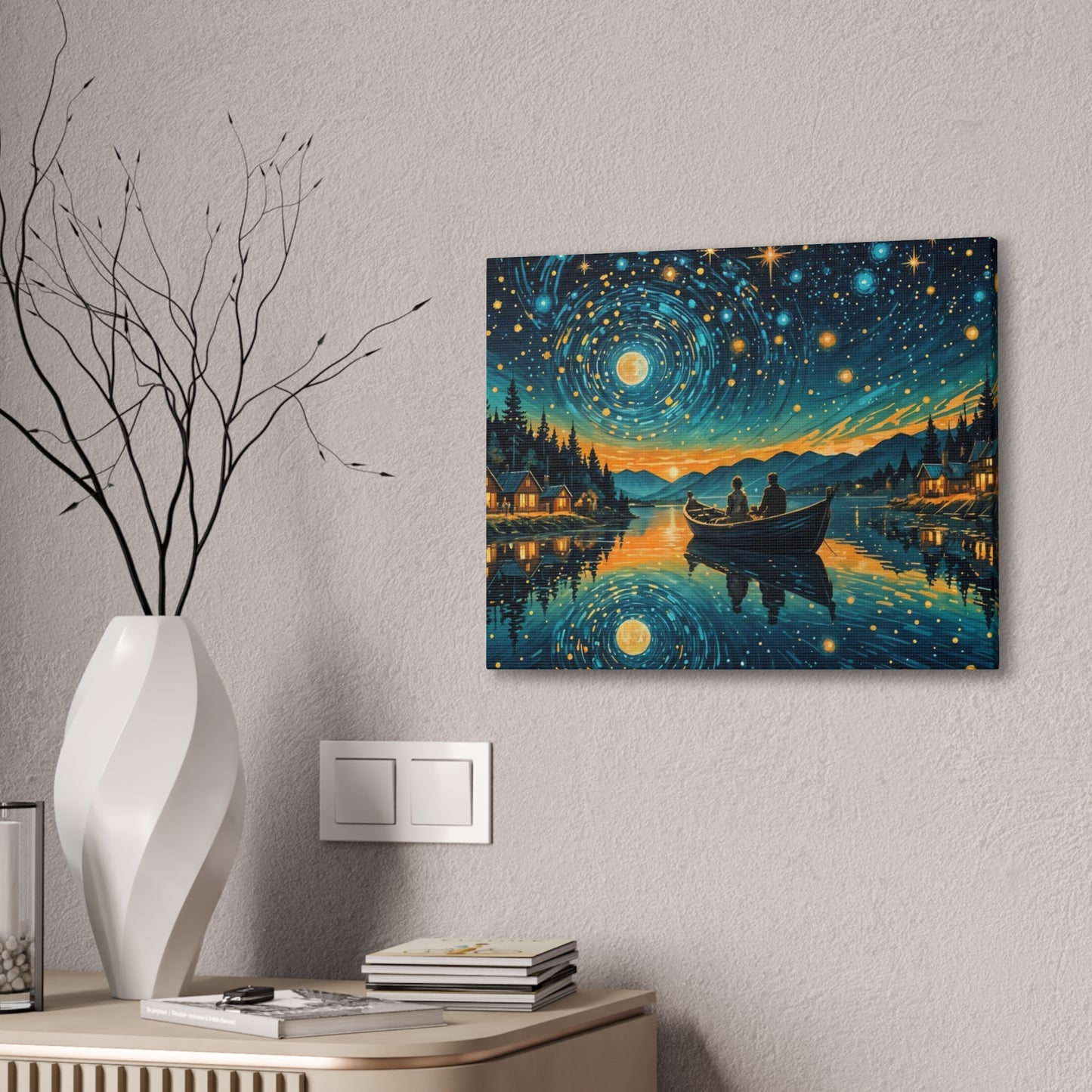 CanvasPrint Starry Night at the Lake, Home Decor, Wall Art