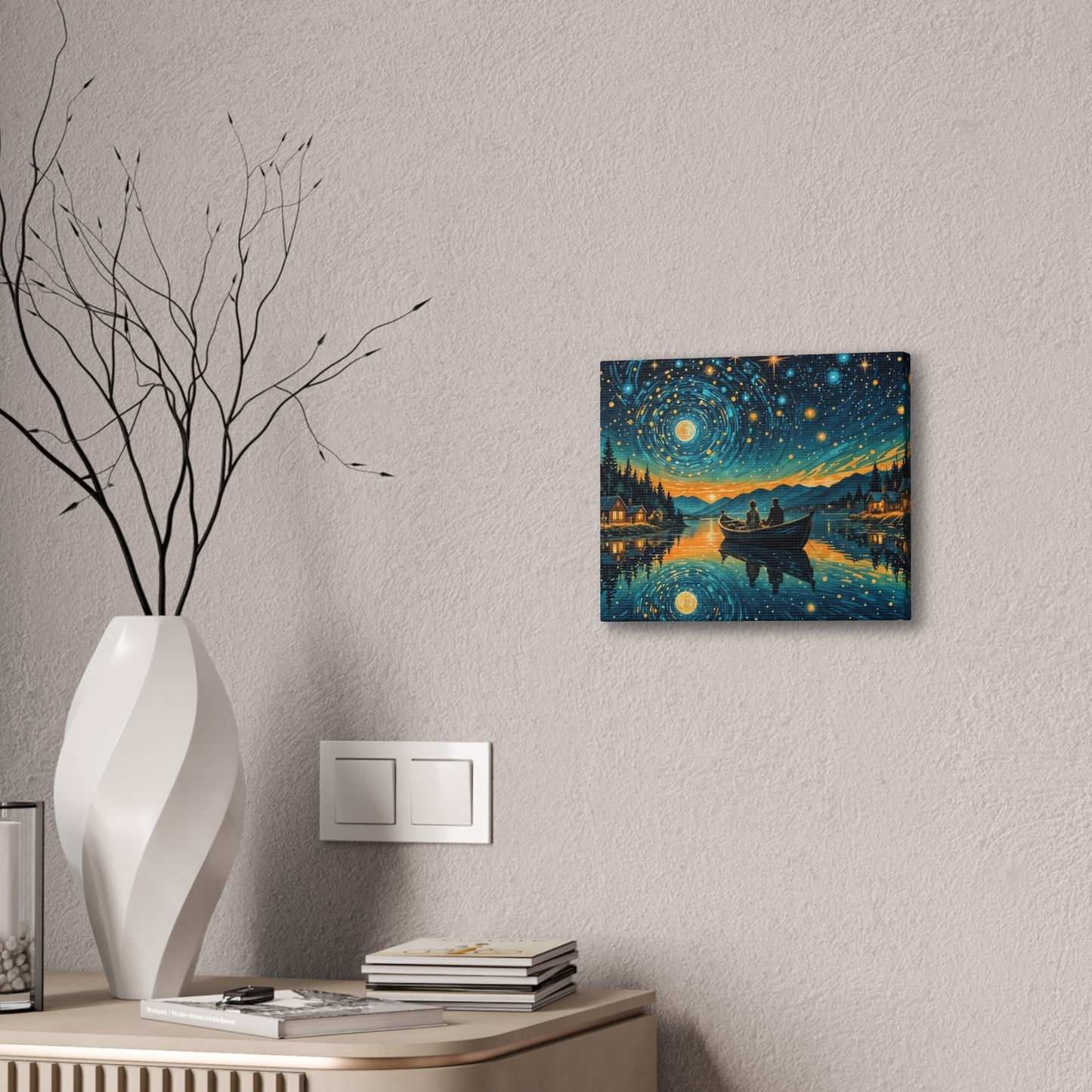 CanvasPrint Starry Night at the Lake, Home Decor, Wall Art