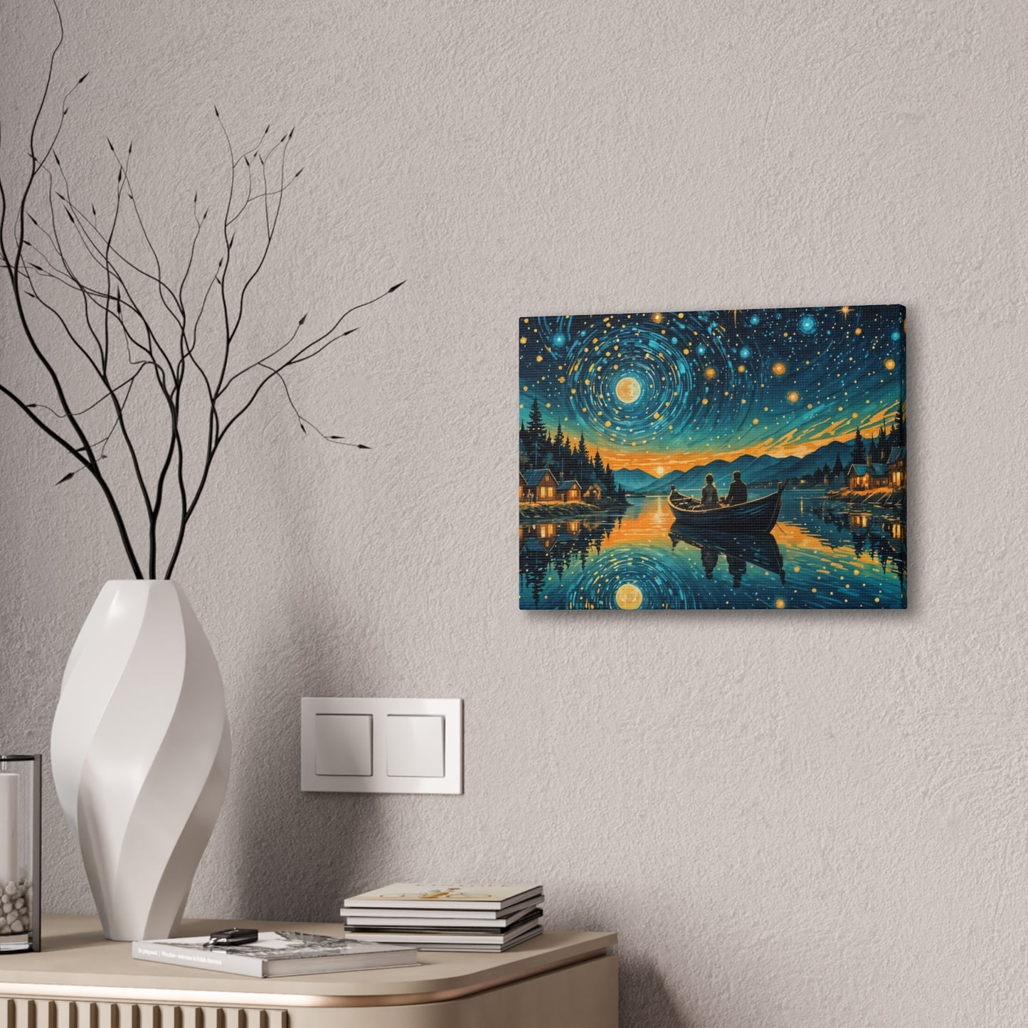 CanvasPrint Starry Night at the Lake, Home Decor, Wall Art