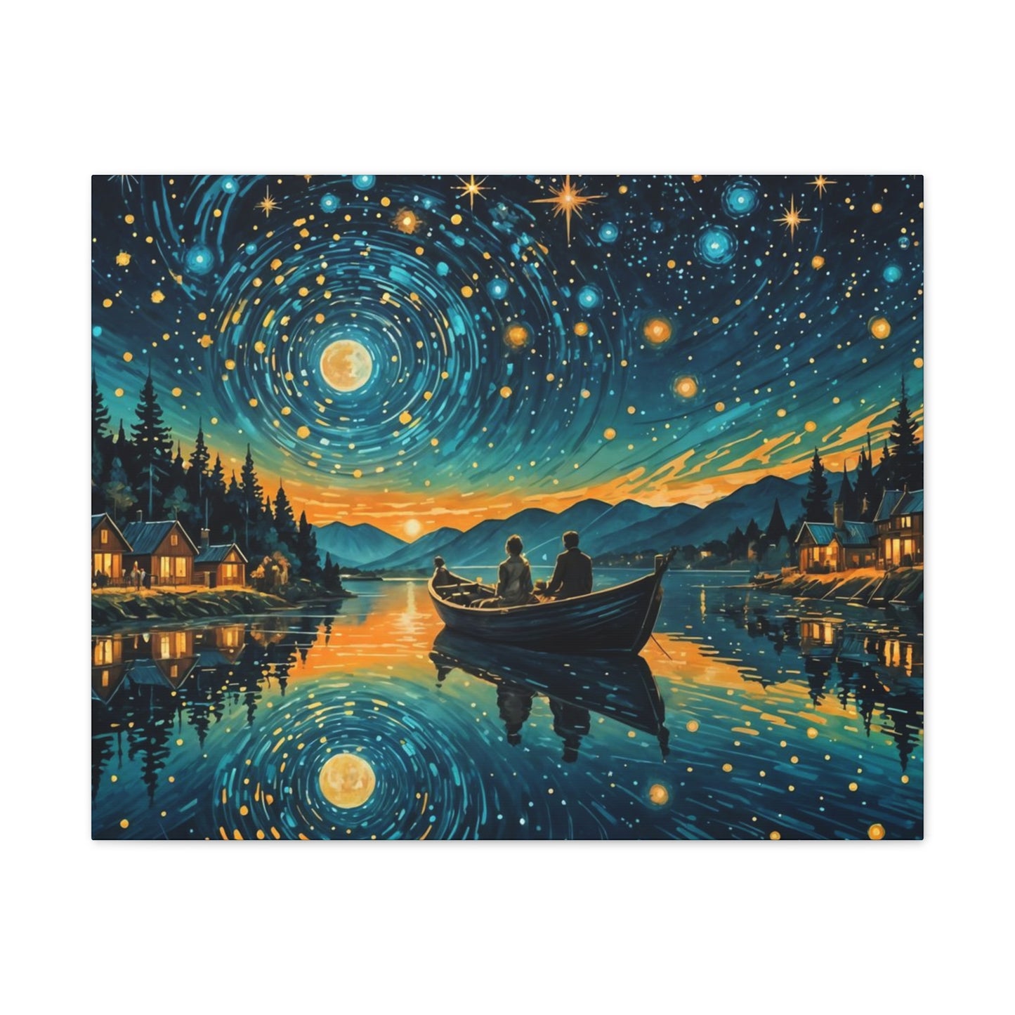 CanvasPrint Starry Night at the Lake, Home Decor, Wall Art
