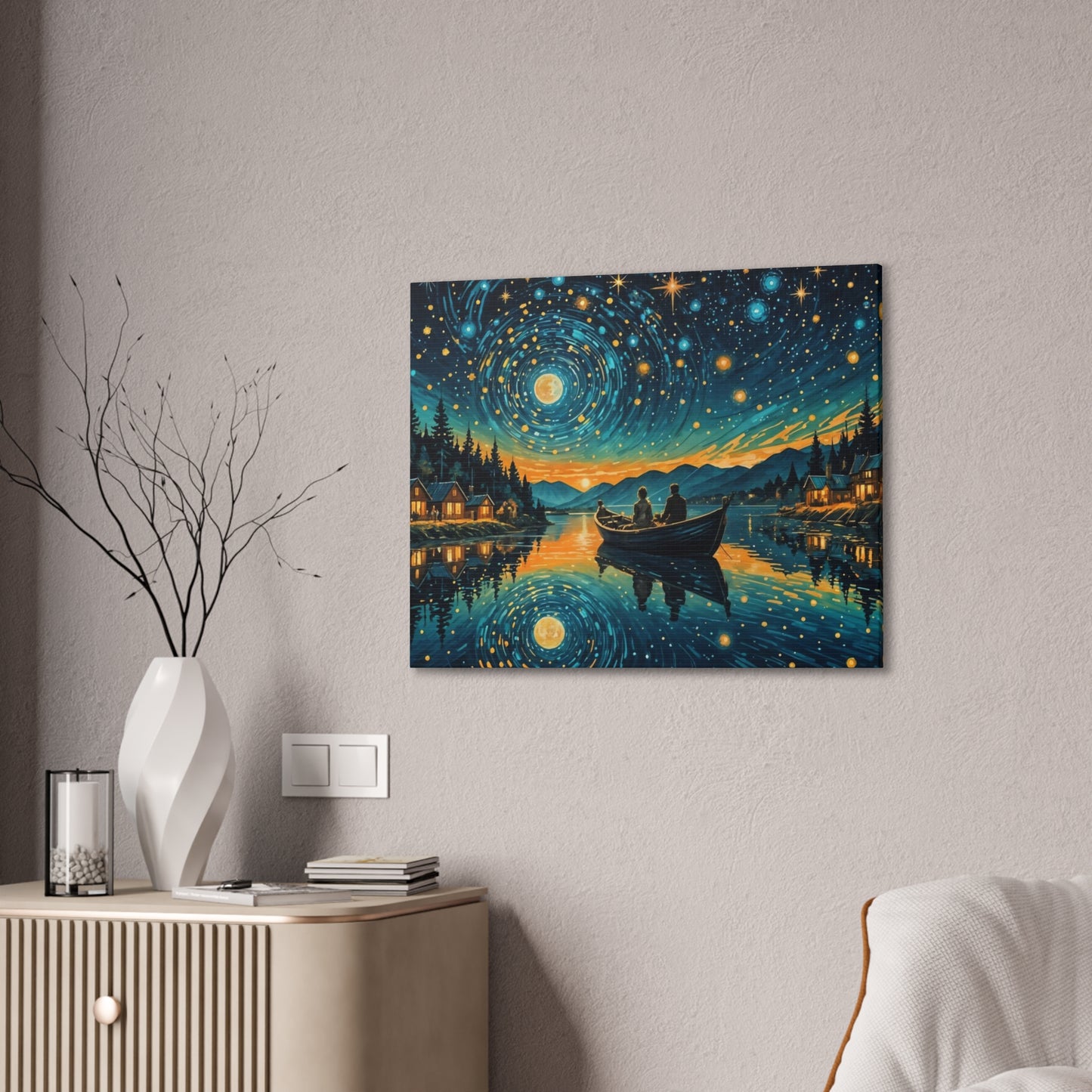 CanvasPrint Starry Night at the Lake, Home Decor, Wall Art