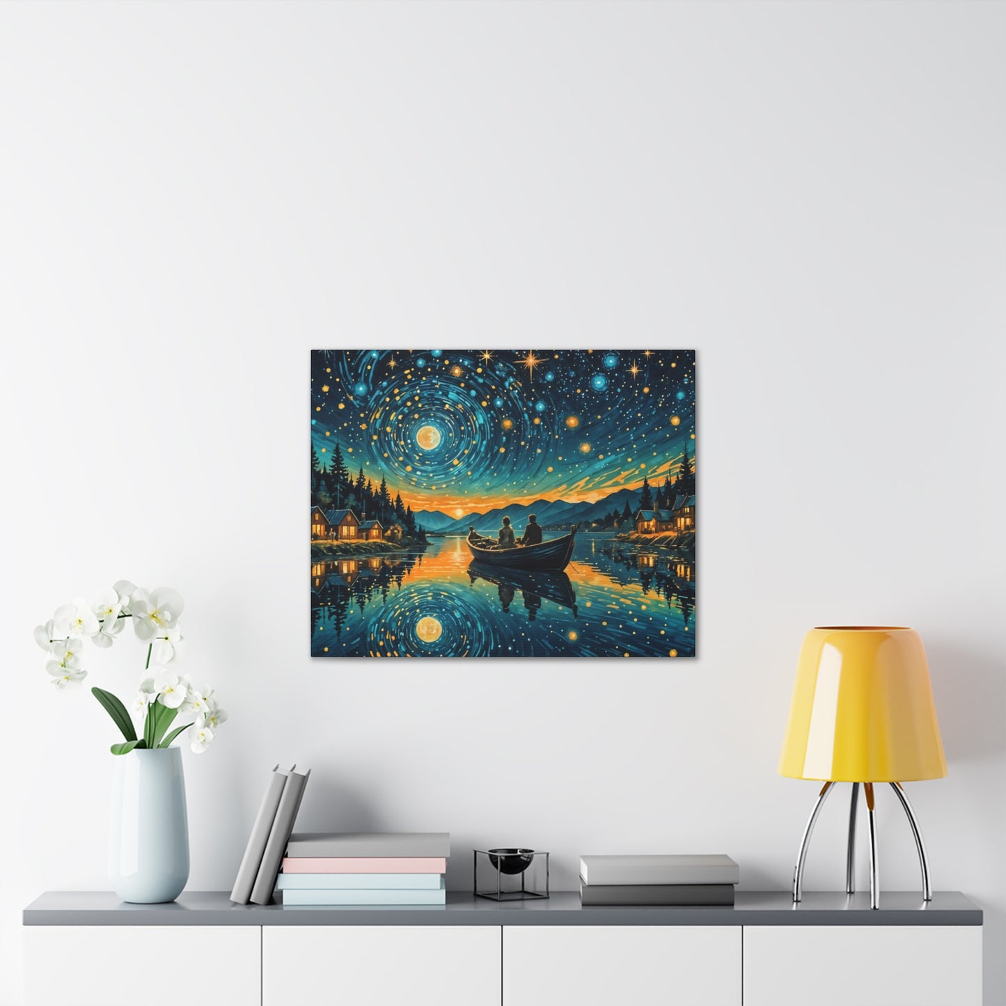 CanvasPrint Starry Night at the Lake, Home Decor, Wall Art