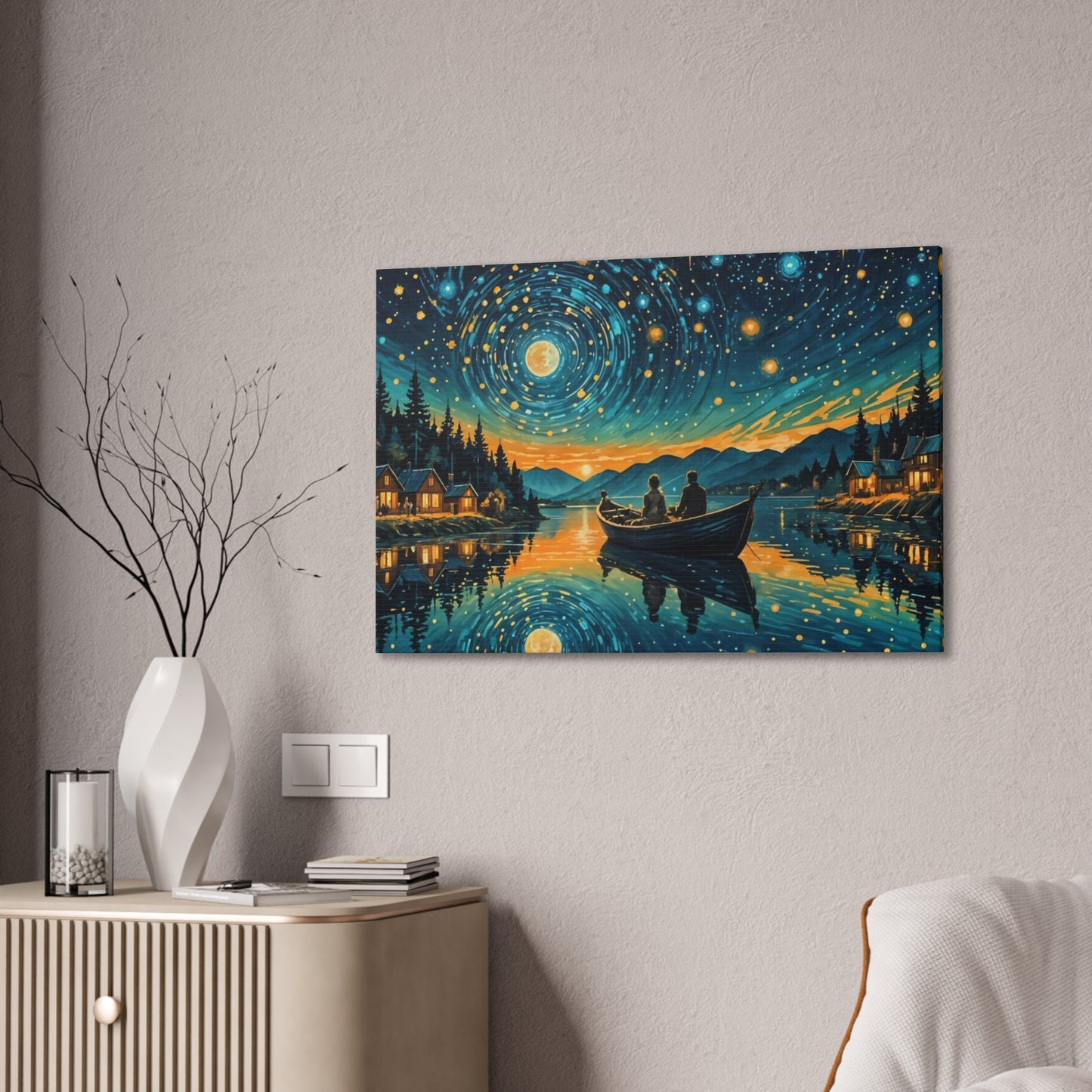 CanvasPrint Starry Night at the Lake, Home Decor, Wall Art