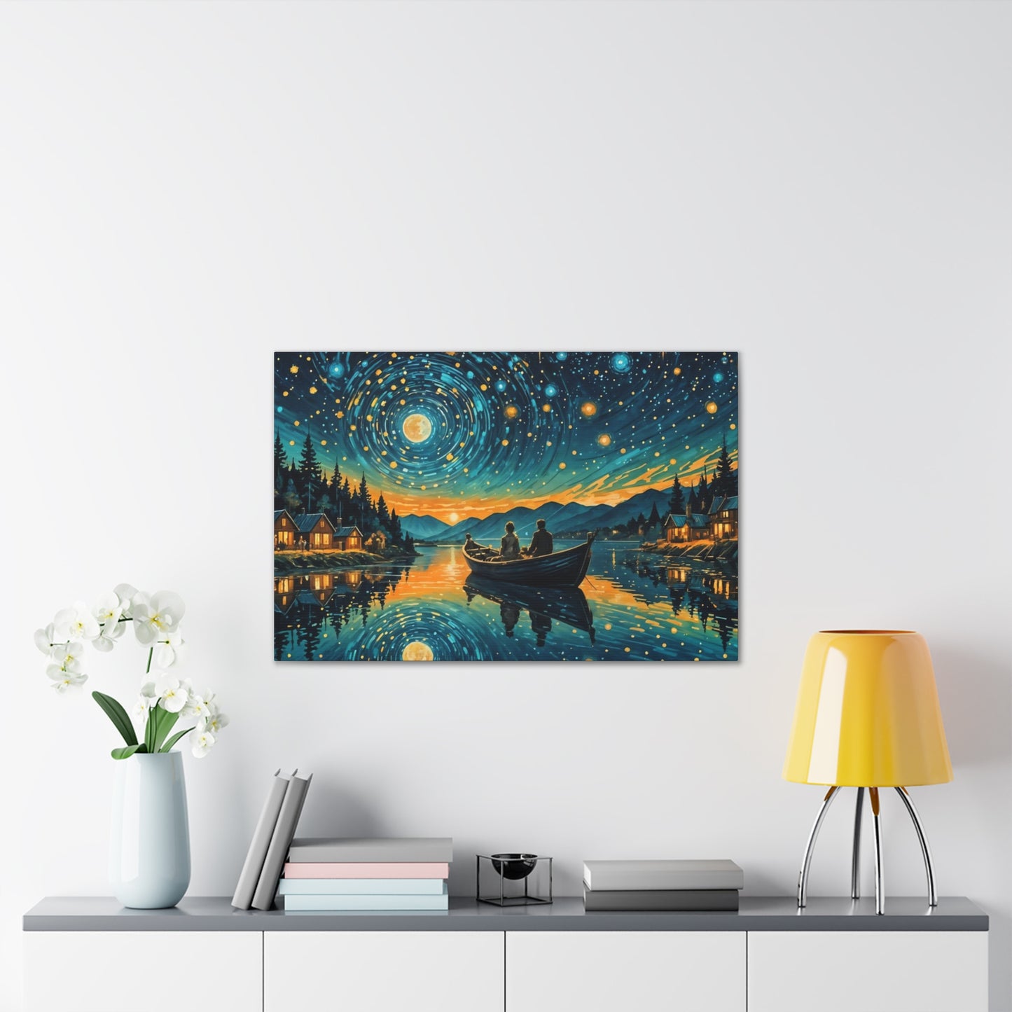 CanvasPrint Starry Night at the Lake, Home Decor, Wall Art