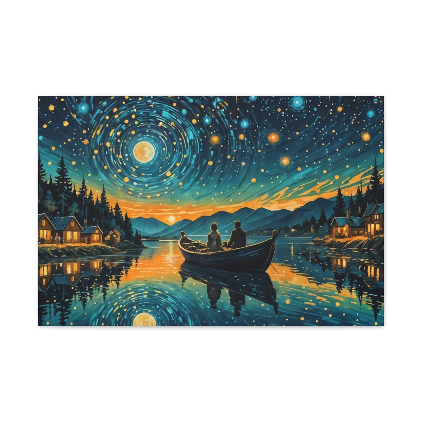 CanvasPrint Starry Night at the Lake, Home Decor, Wall Art