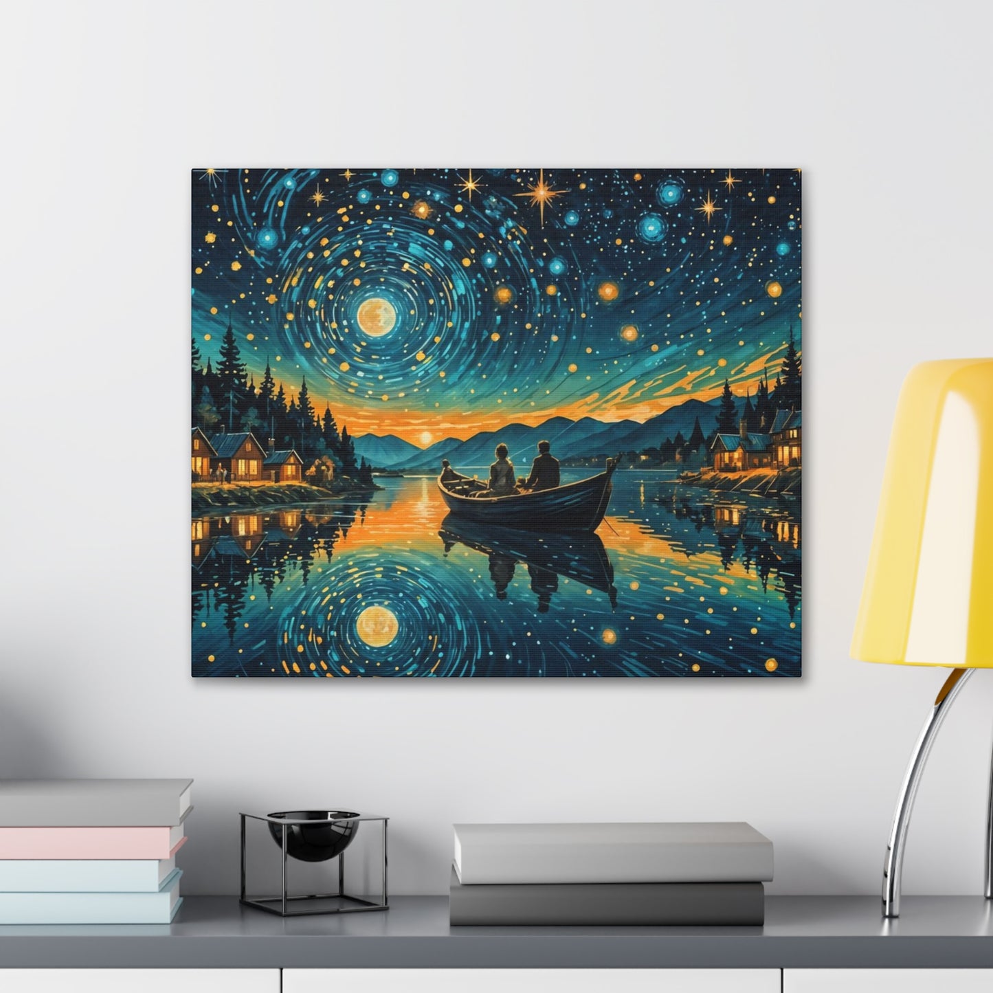 CanvasPrint Starry Night at the Lake, Home Decor, Wall Art