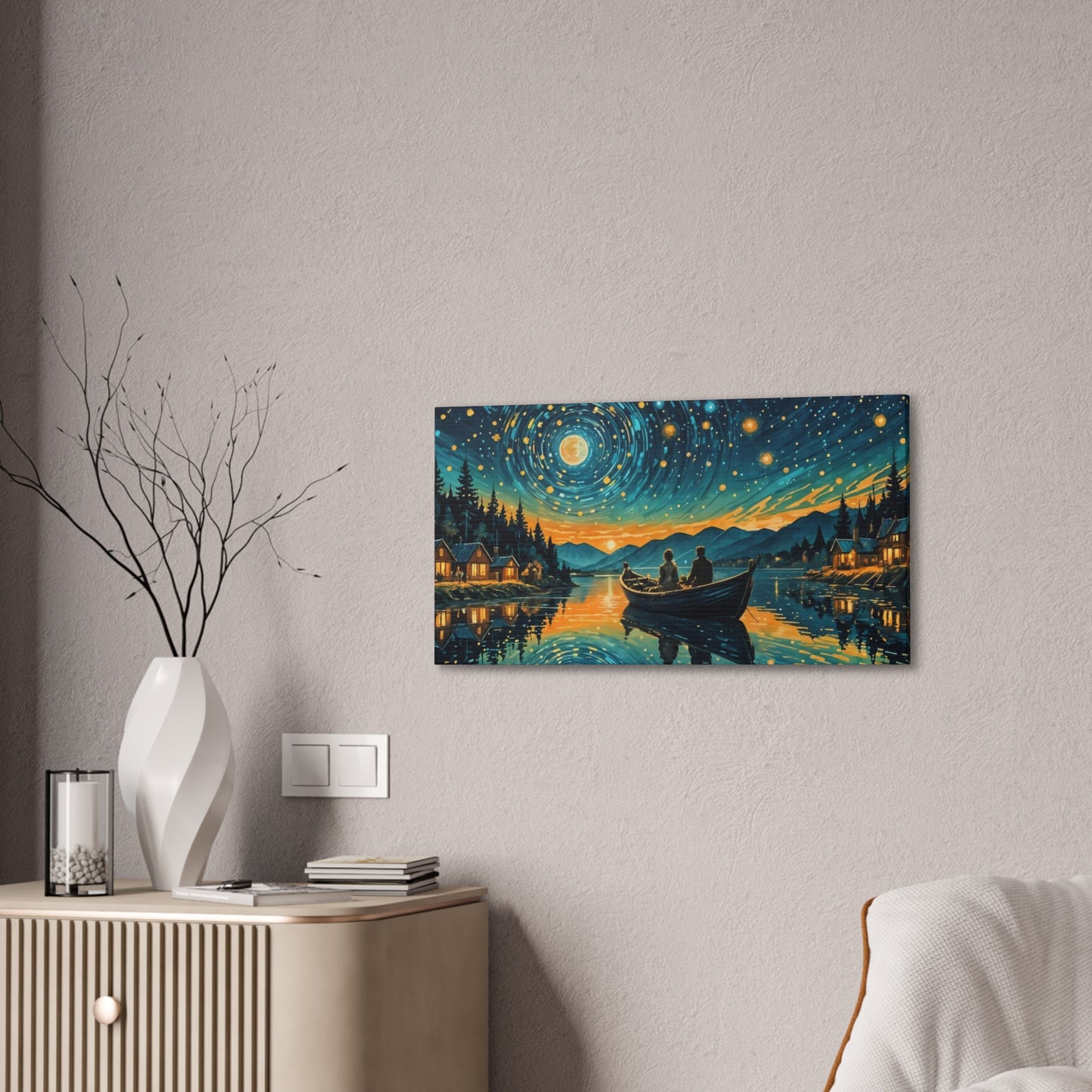 CanvasPrint Starry Night at the Lake, Home Decor, Wall Art