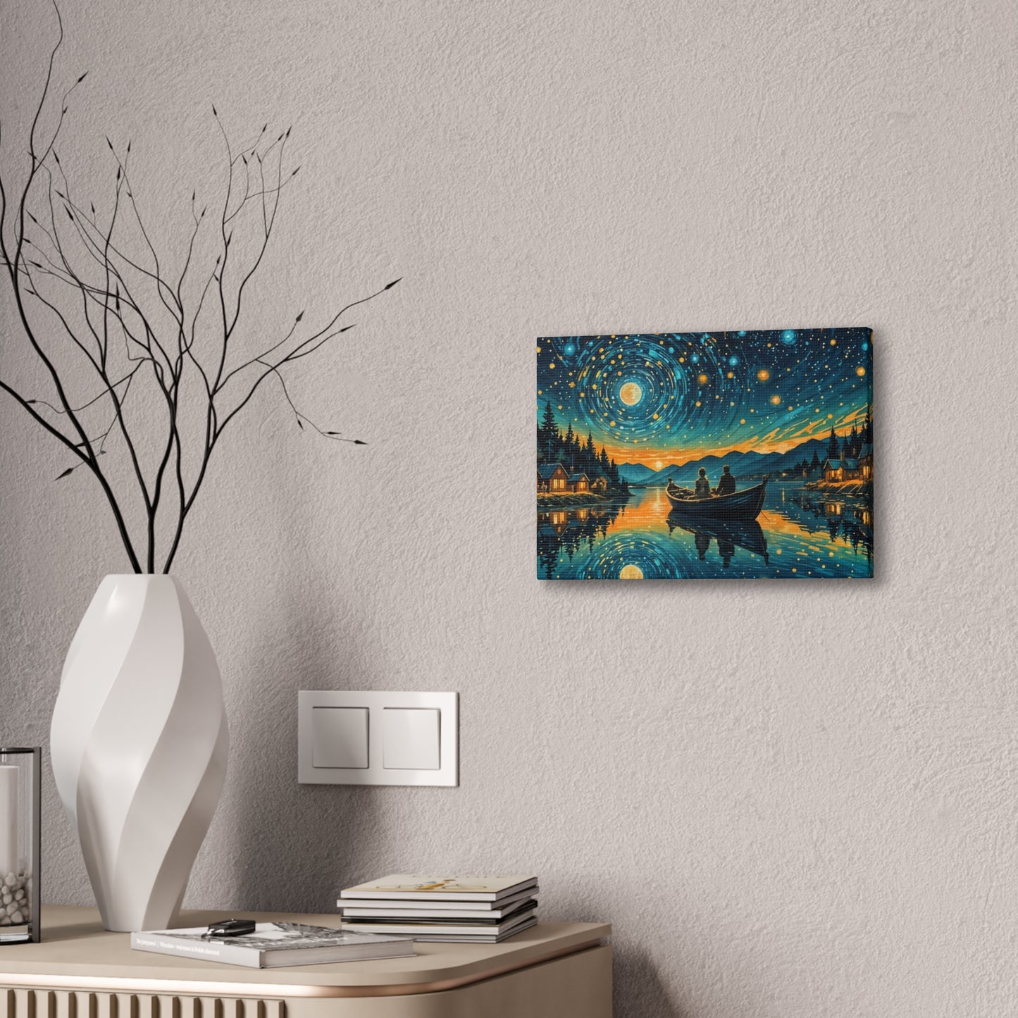 CanvasPrint Starry Night at the Lake, Home Decor, Wall Art