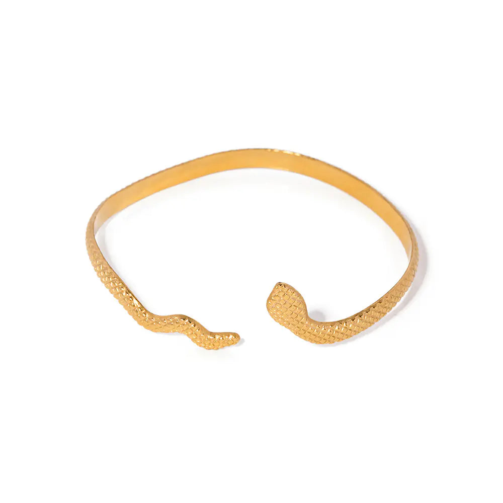 18K Gold Plated Stainless Steel Snake Design Bangle