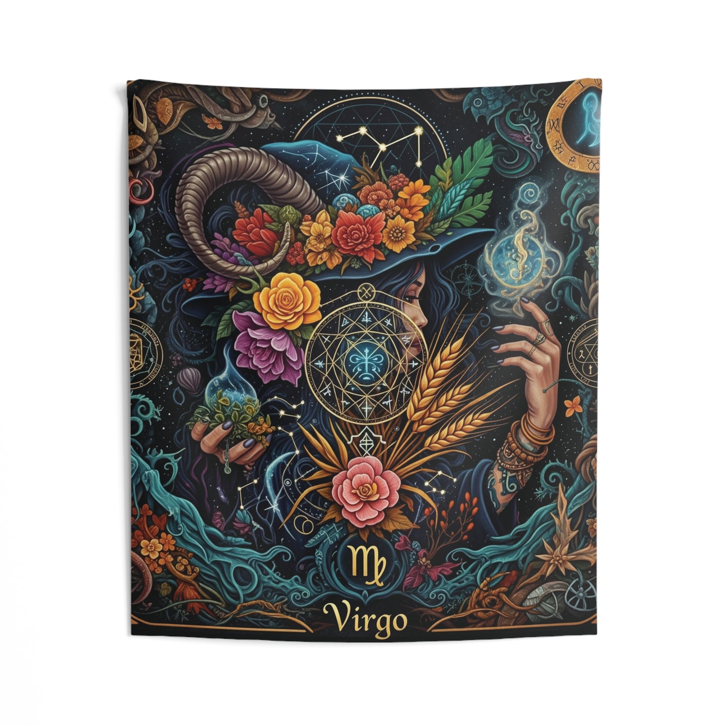 Zodiac Wall Tapestry, Astrology Decor.