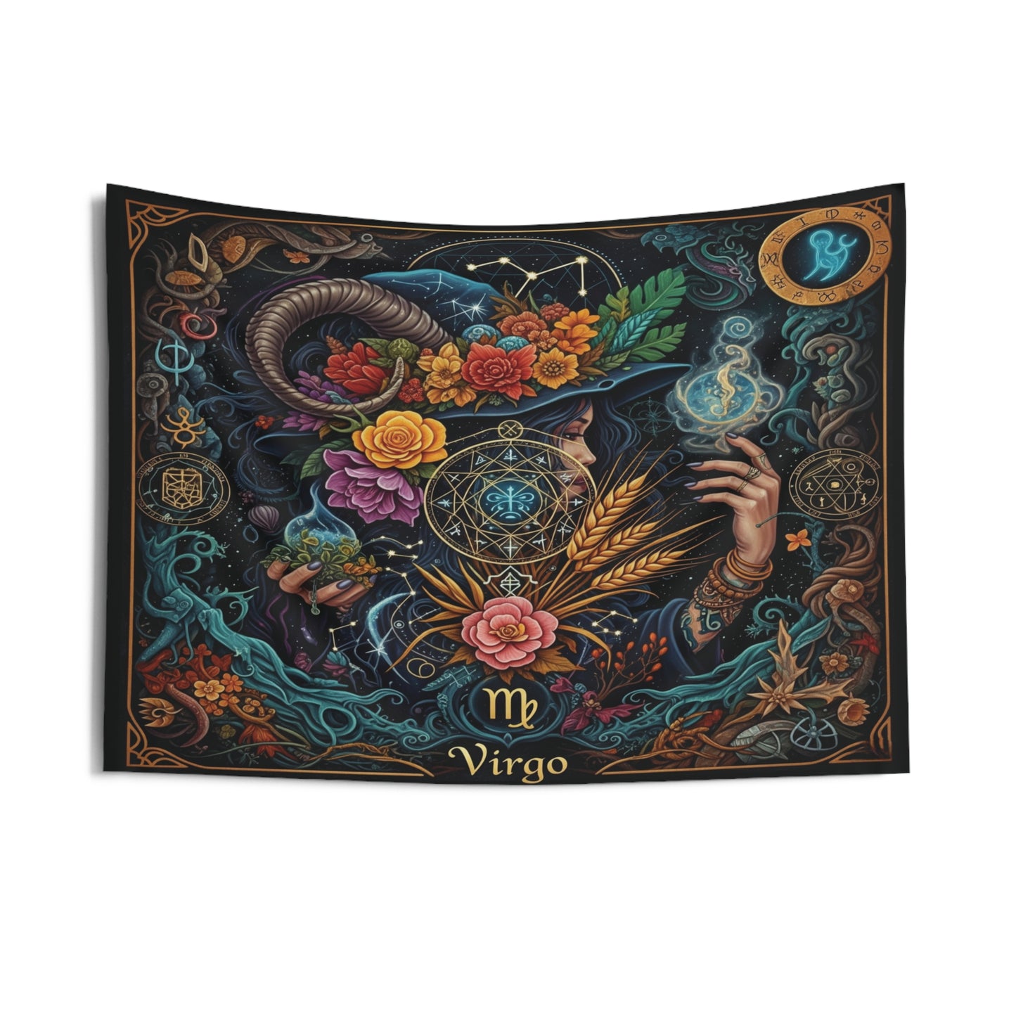 Zodiac Wall Tapestry, Astrology Decor.