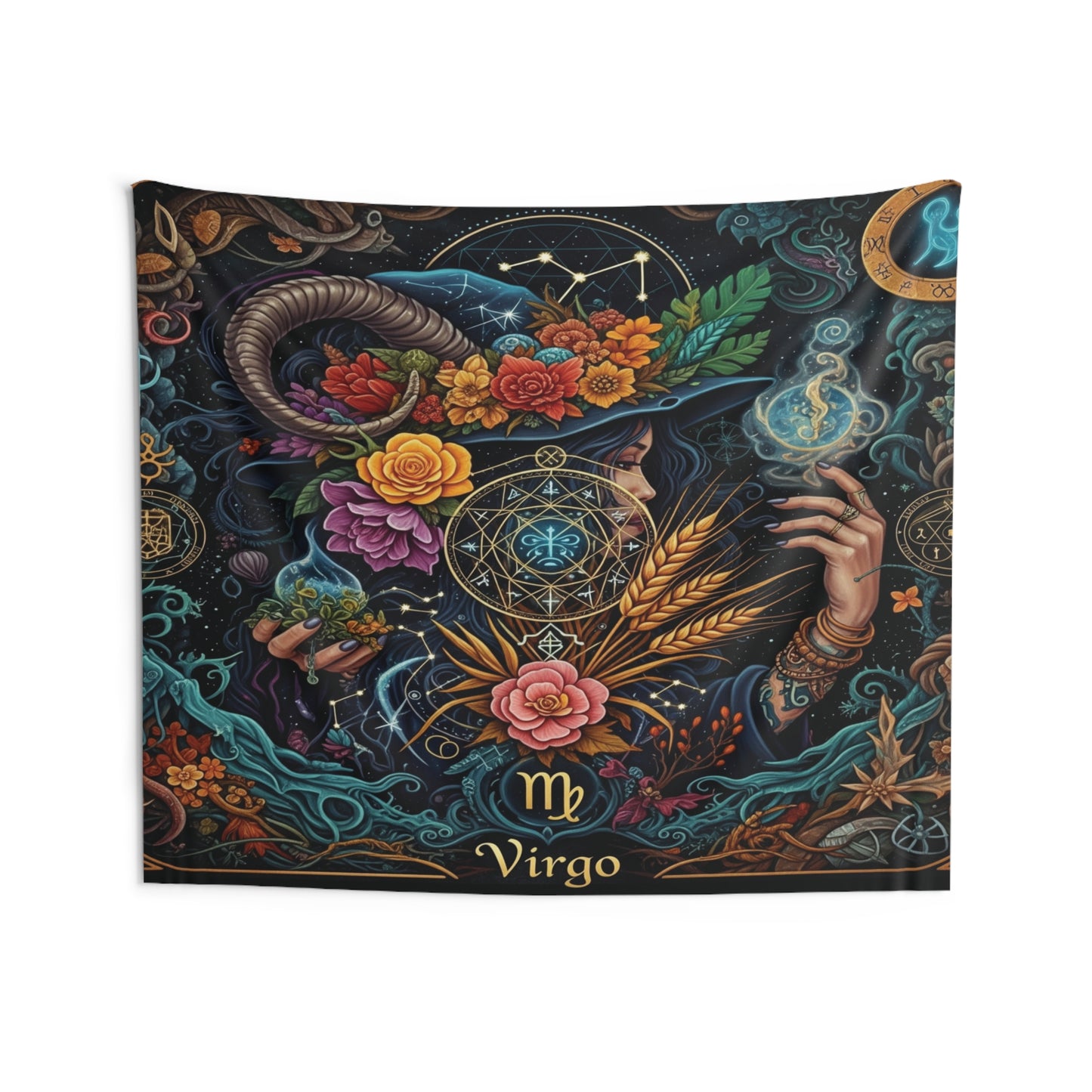 Zodiac Wall Tapestry, Astrology Decor.