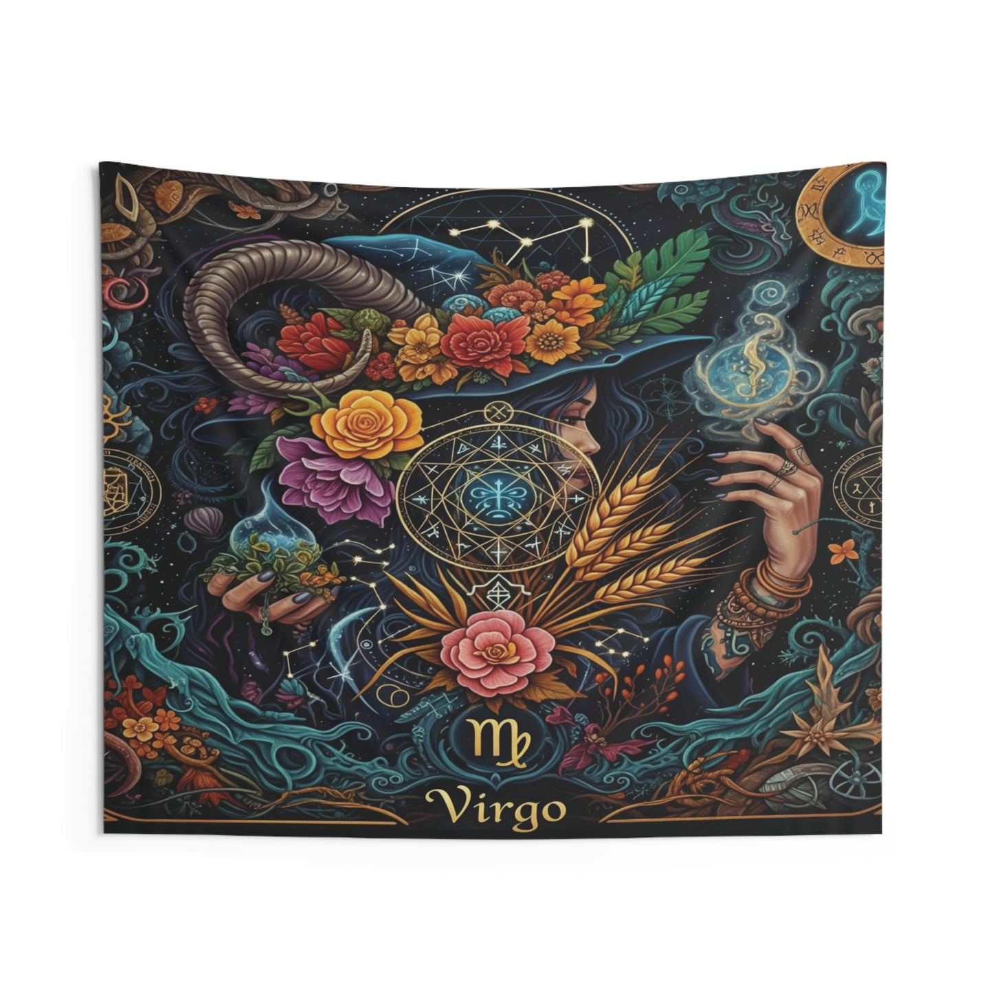 Zodiac Wall Tapestry, Astrology Decor.