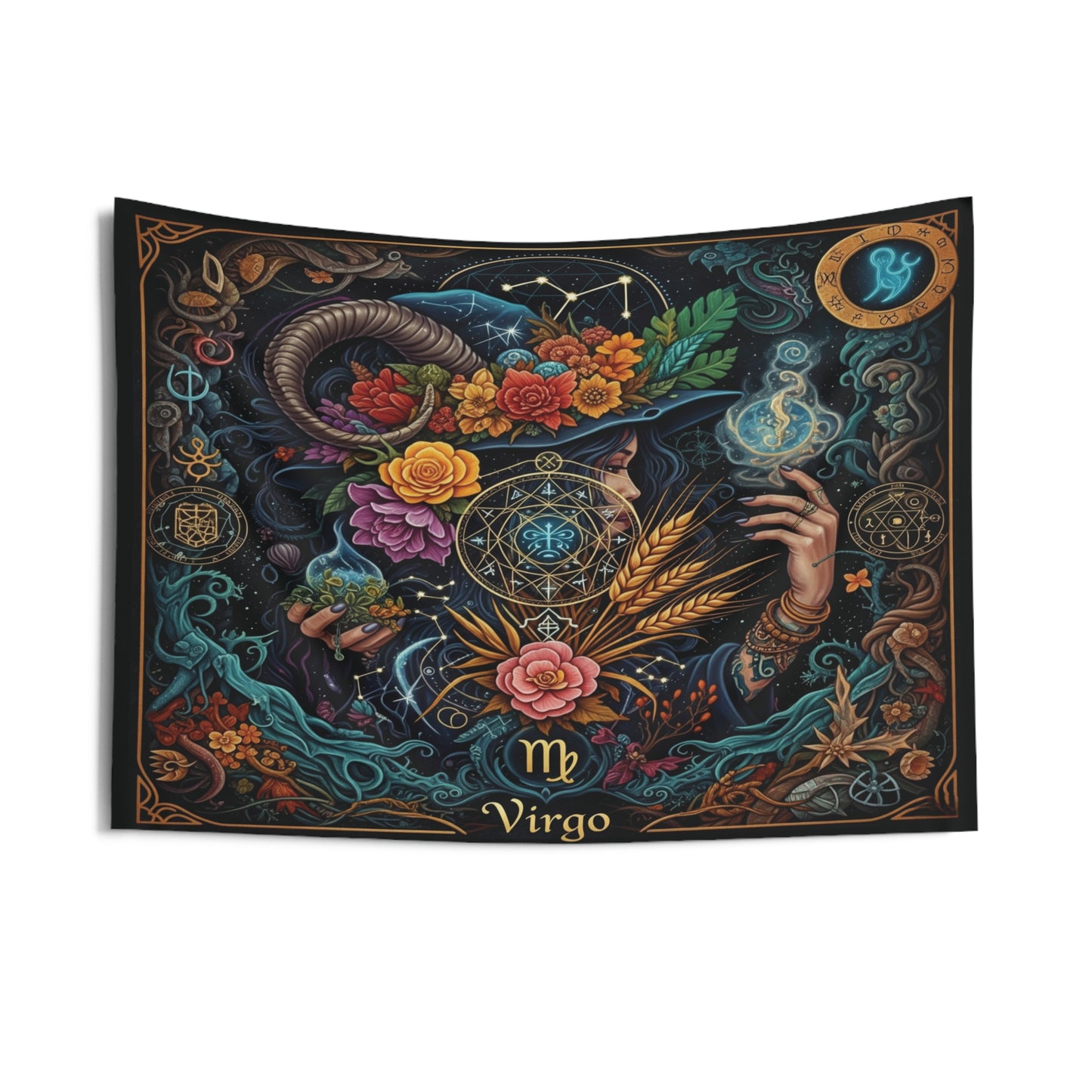 Zodiac Wall Tapestry, Astrology Decor.