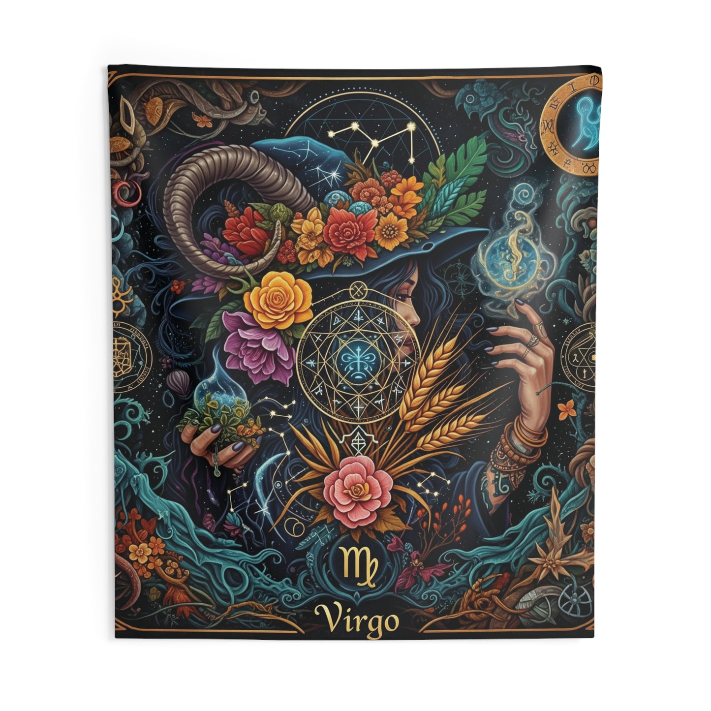 Zodiac Wall Tapestry, Astrology Decor.