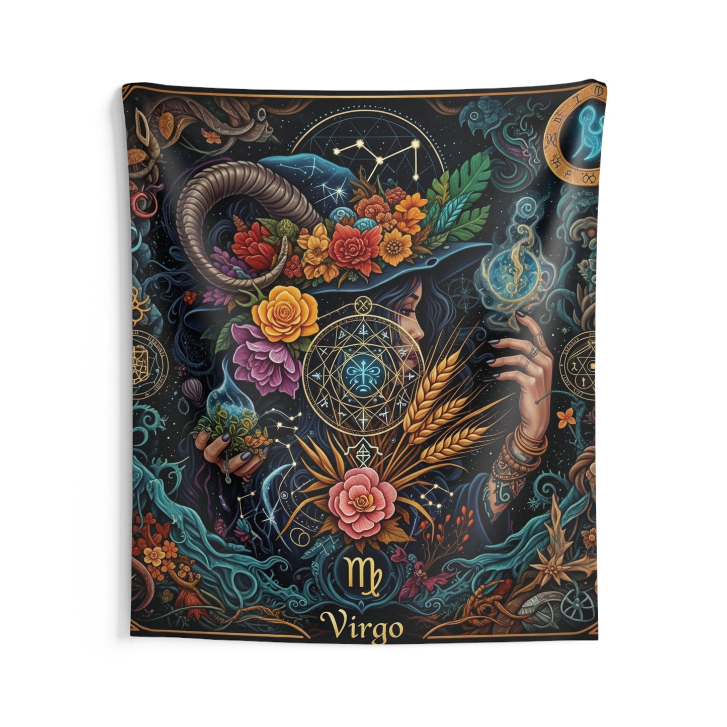 Zodiac Wall Tapestry, Astrology Decor.