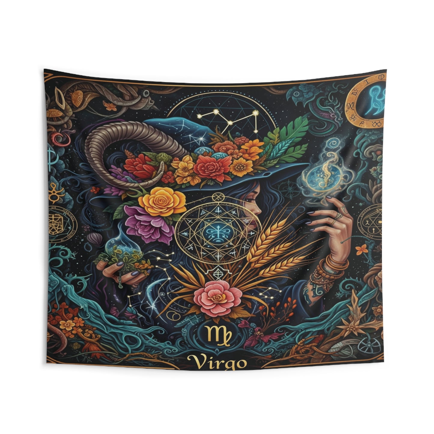 Zodiac Wall Tapestry, Astrology Decor.